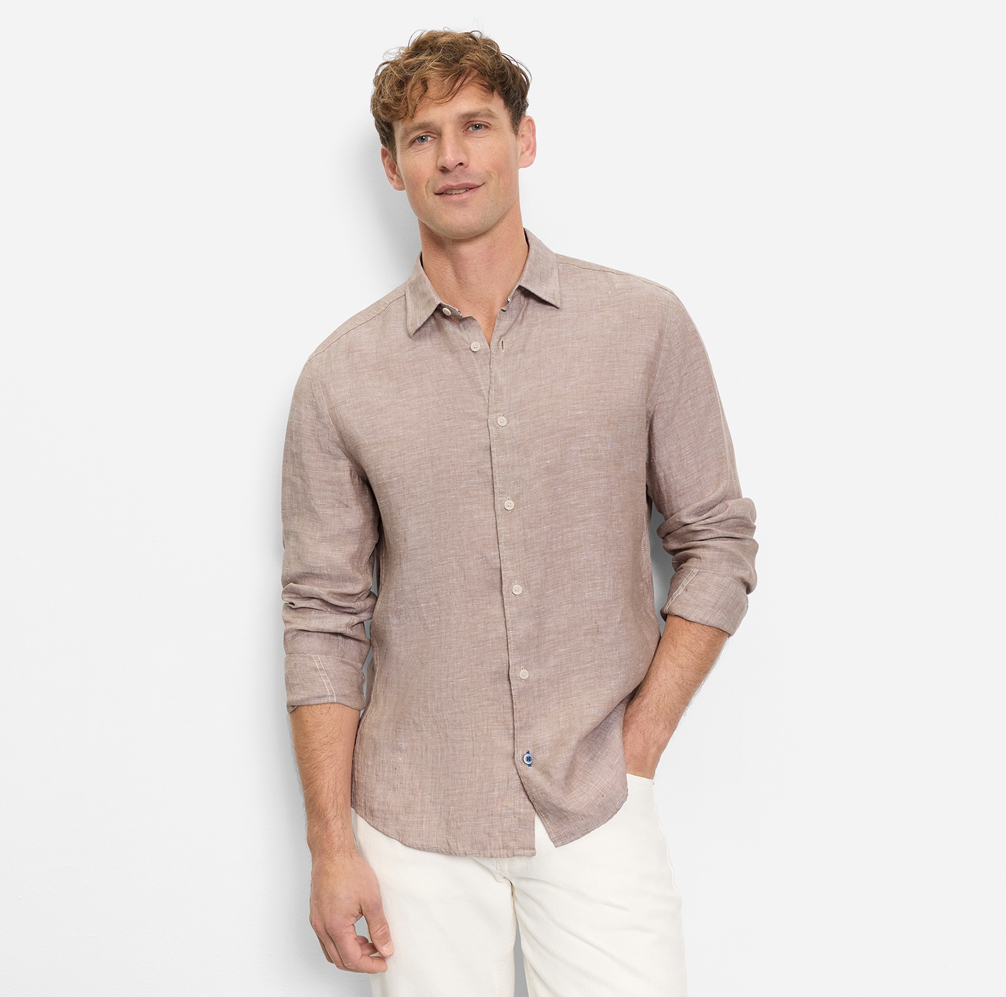 OLYMP Chemise en lin Kentkragen, casual
