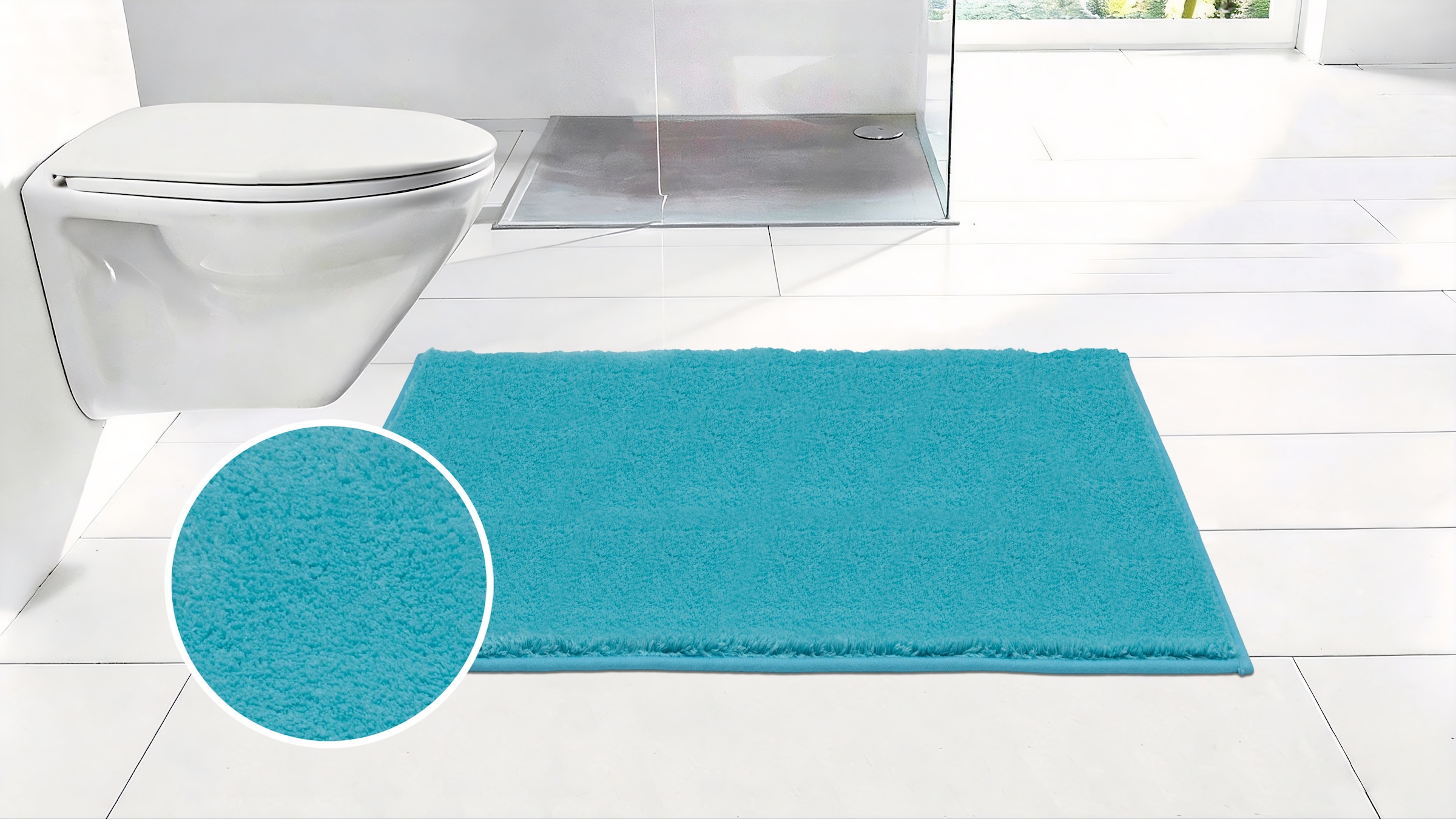 GOODproduct Tapis de bain »Cali, Badvorleger, Badezimmer Teppich, Duschvorleger« Höhe 10 mm revêtement antidérapant Séchage rapide | compatible chauffage au sol doux, couleurs unies, disponible aussi en tapis