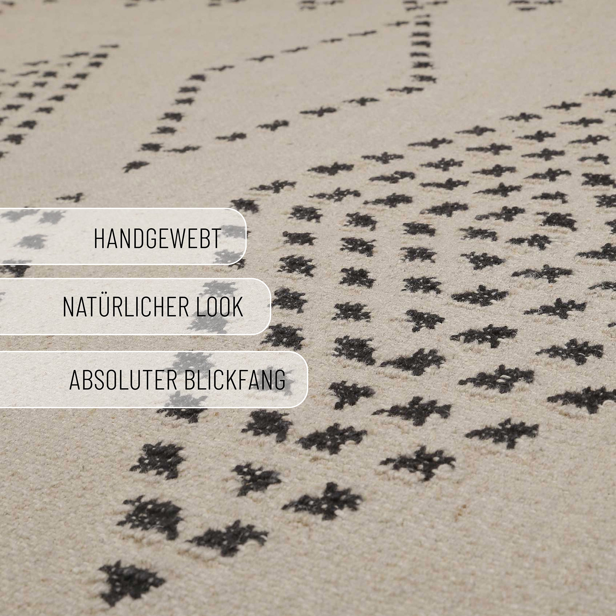 Green Looop Tapis en laine »Belmont« Rectangulaire 5 mm Höhe Fransen, Kelim, handgewebt, Natur, Wohnzimmer, Schlafzimmer, Raute