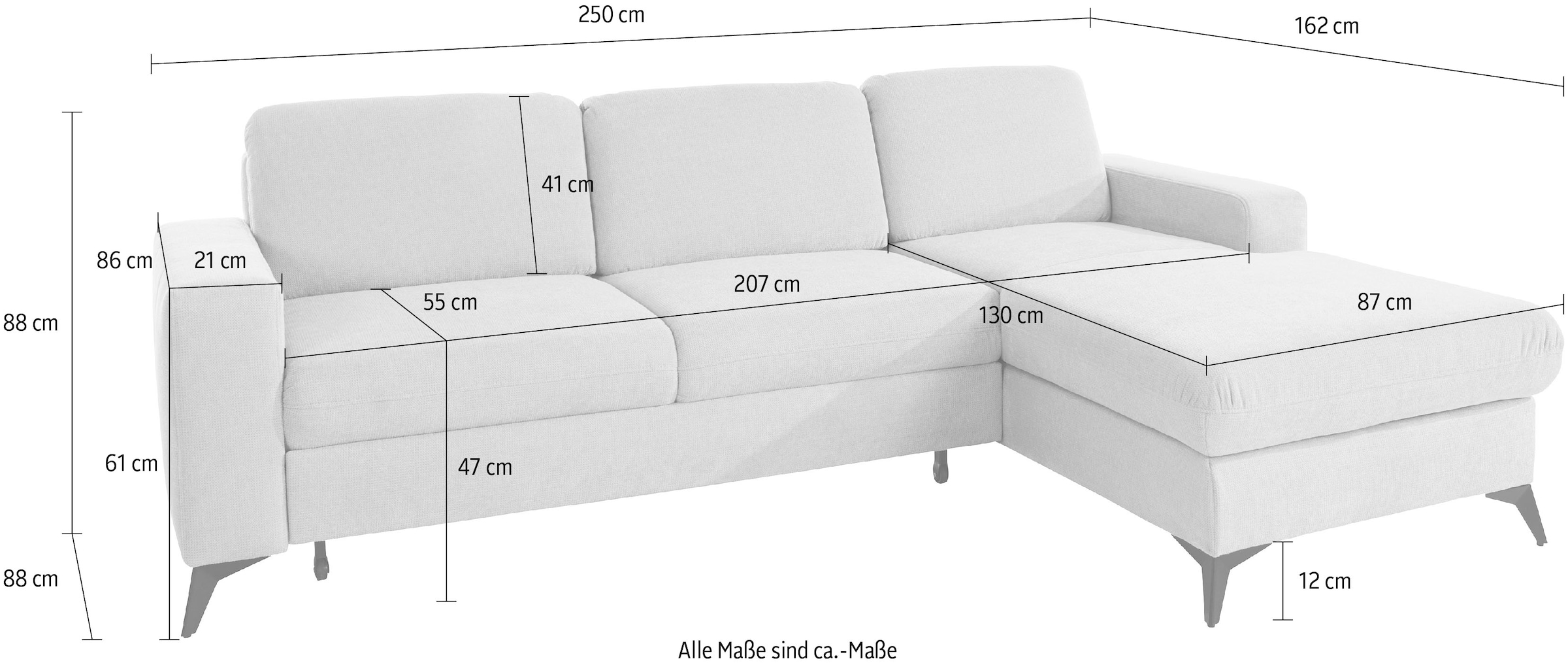 Home affaire Ecksofa »Lolland L-Form« Wahlweise mit Bettfunktion und Bettkasten, Federkern