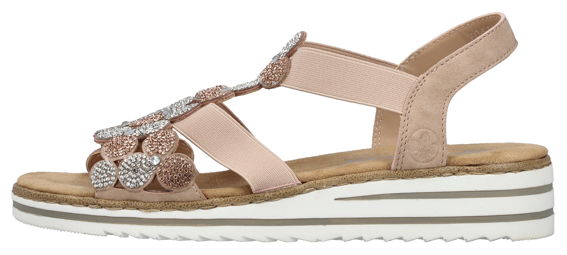 Rieker Sandale  Chaussure à enfiler, chaussure d'été, chaussure de vacances avec pierres pailletées