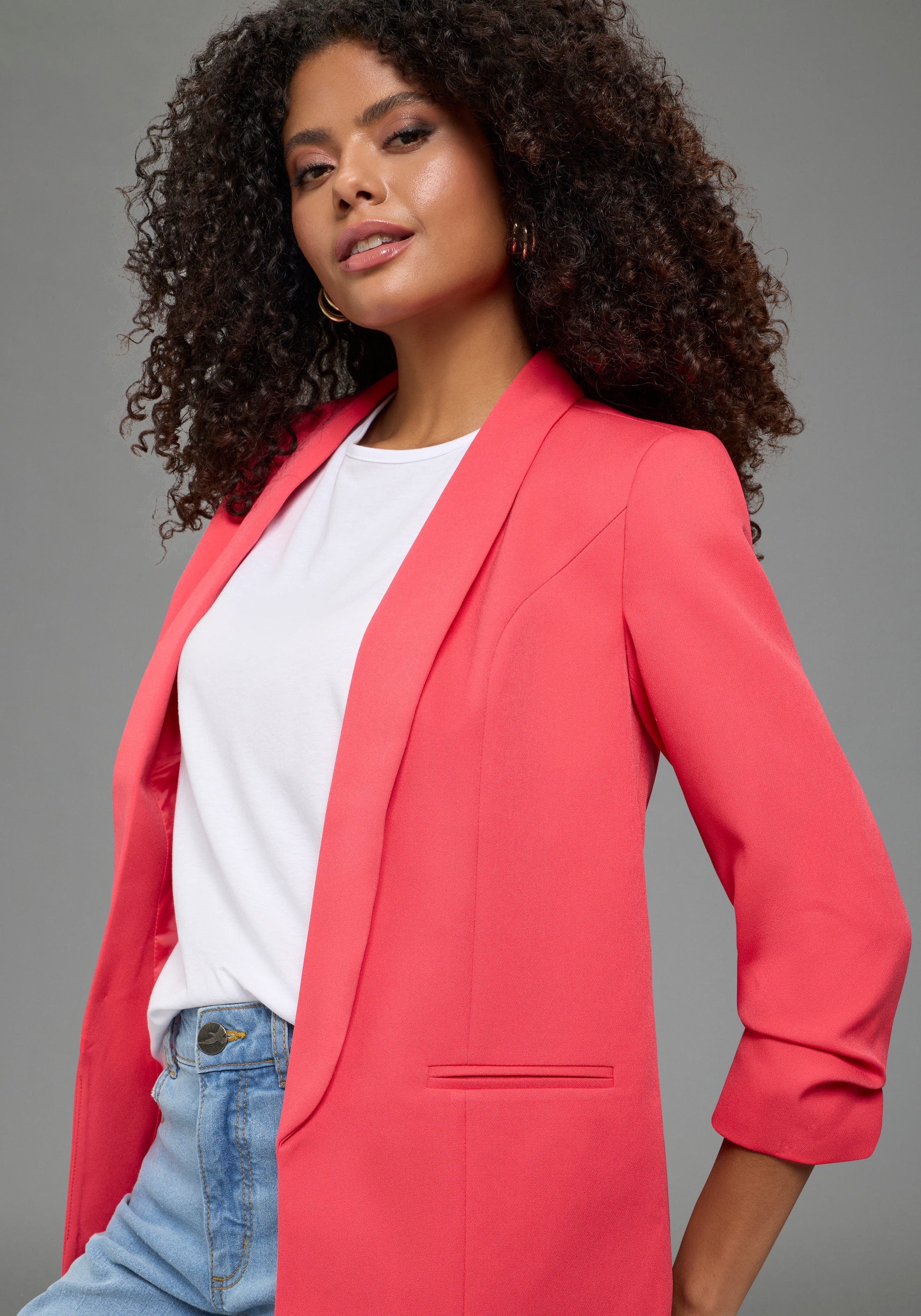 Laura Scott Blazer long à manches froncées