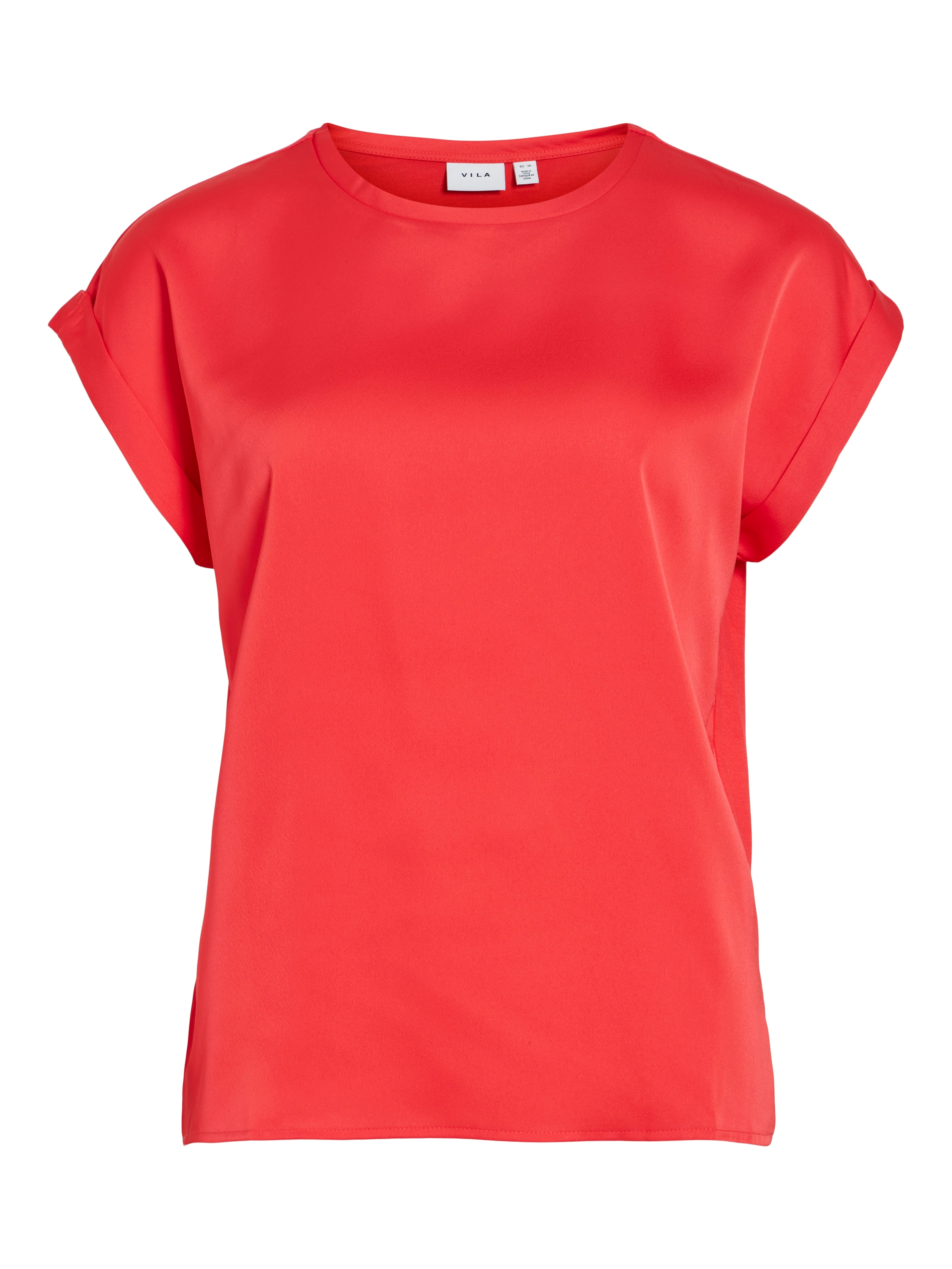Vila T-shirt à manches courtes »VIELLETTE S/S SATIN TOP - NOOS« Kunstfaser, regular fit
