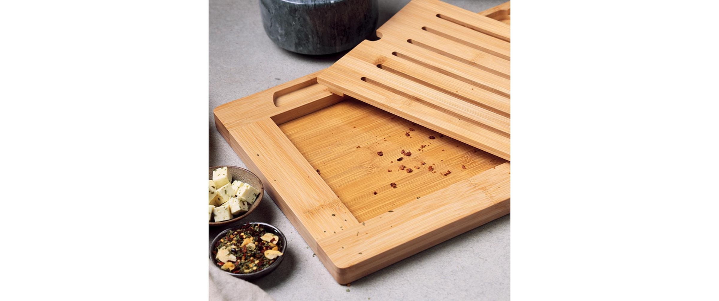 KESPER® Planche à découper le pain »Brotschneidebrett inkl. Krümelfach« incl. couteau à pain