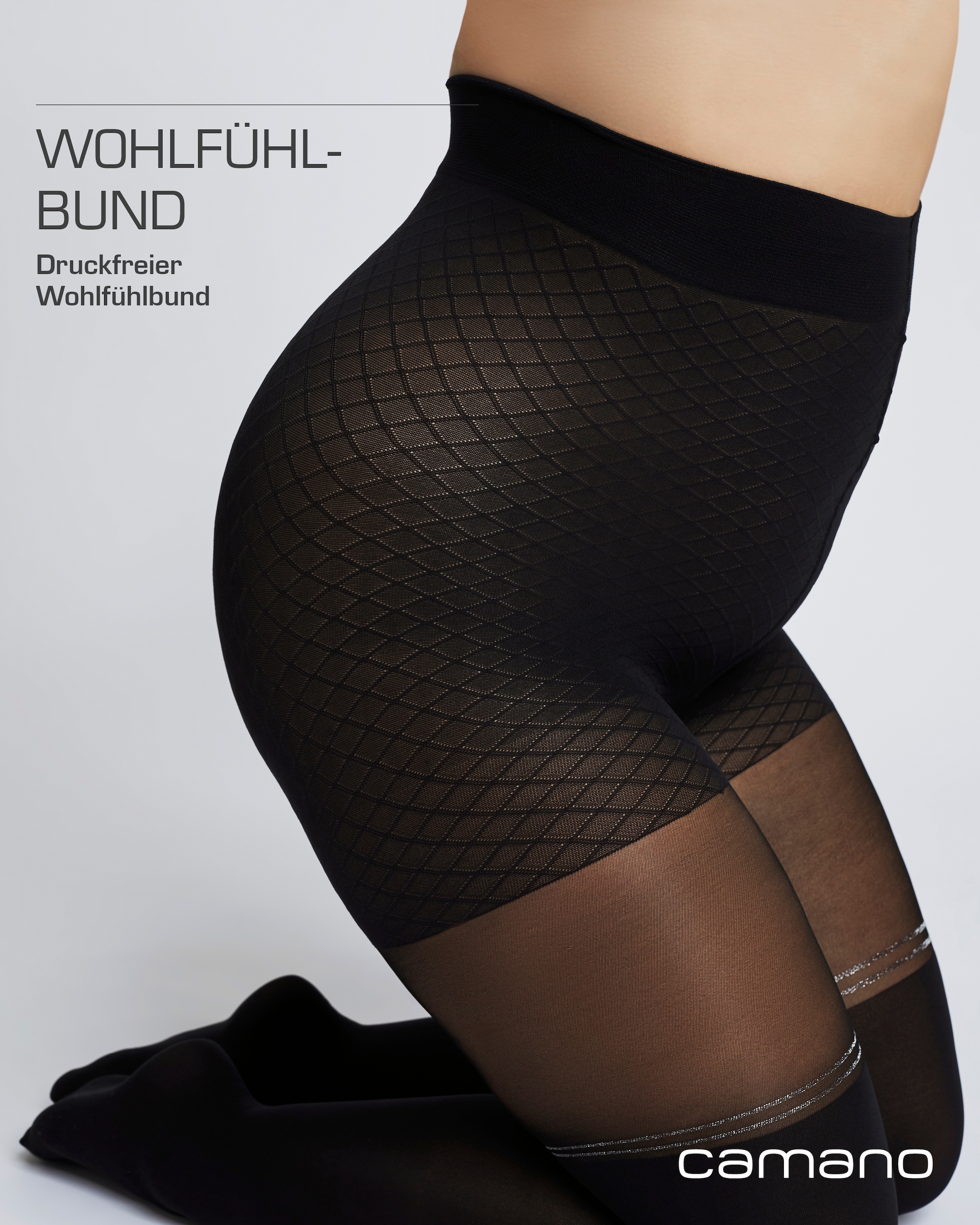 Camano Collants taille-basse »fine curvy« 70 DEN DEN 70/30, bandes pailletées, collants "curvy"