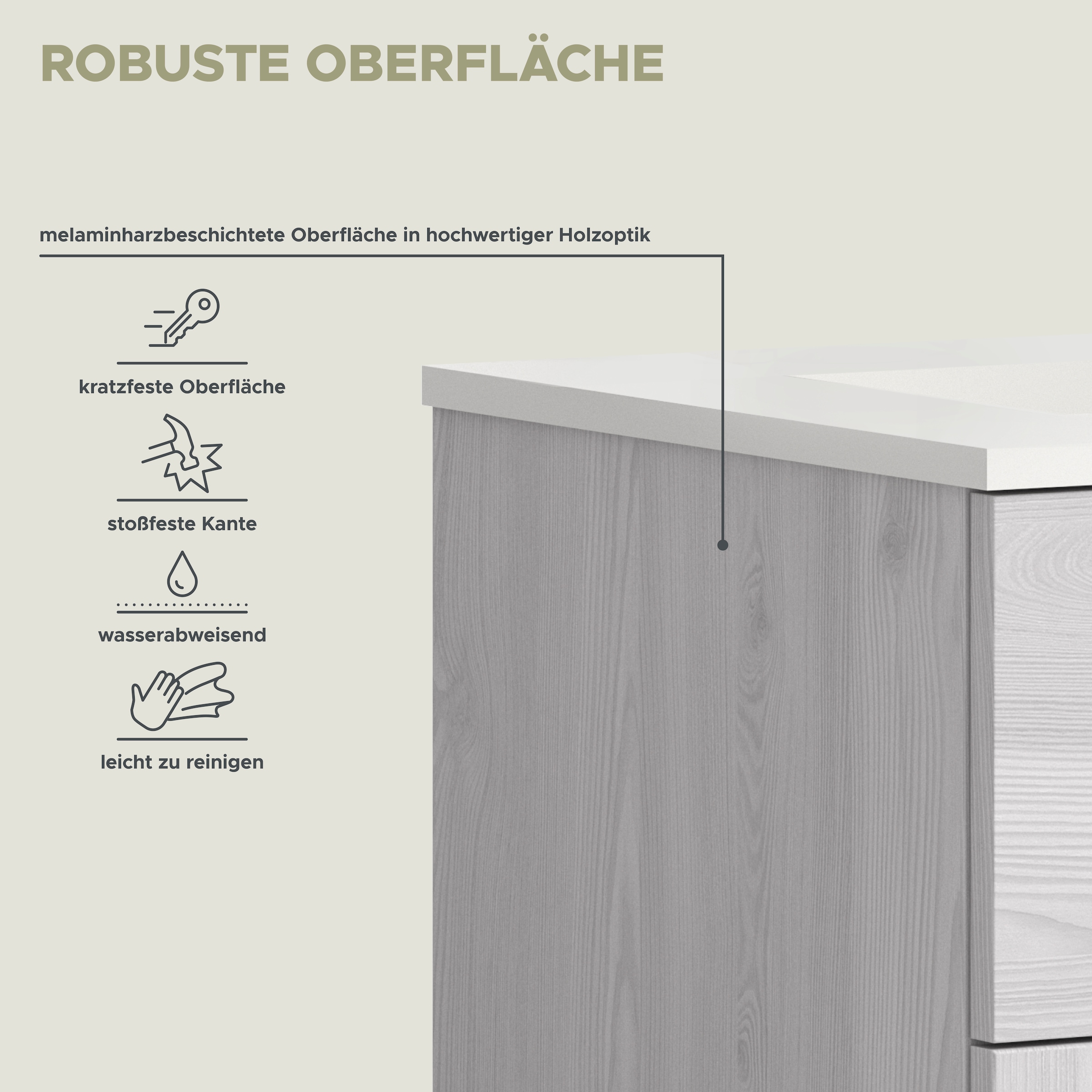 welltime Ensemble de meubles de salle de bain »COSENZA« 1 Hochschrank, 1 Waschtisch inkl. Waschbecken, 1 Spiegelschrank, 3 cuis tlg.