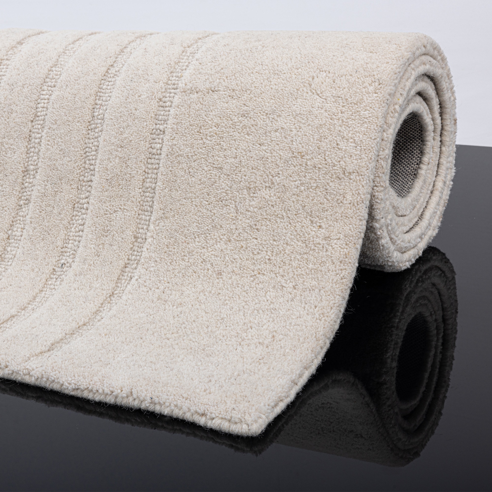 GOODproduct Wollteppich »Gabbo Design, Handgefertigt, Teppich,  reine Wolle,« rechteckig 14 mm Höhe Hoch-Tief-Effekt, reine Wolle, Scandi-Look, Naturfaser