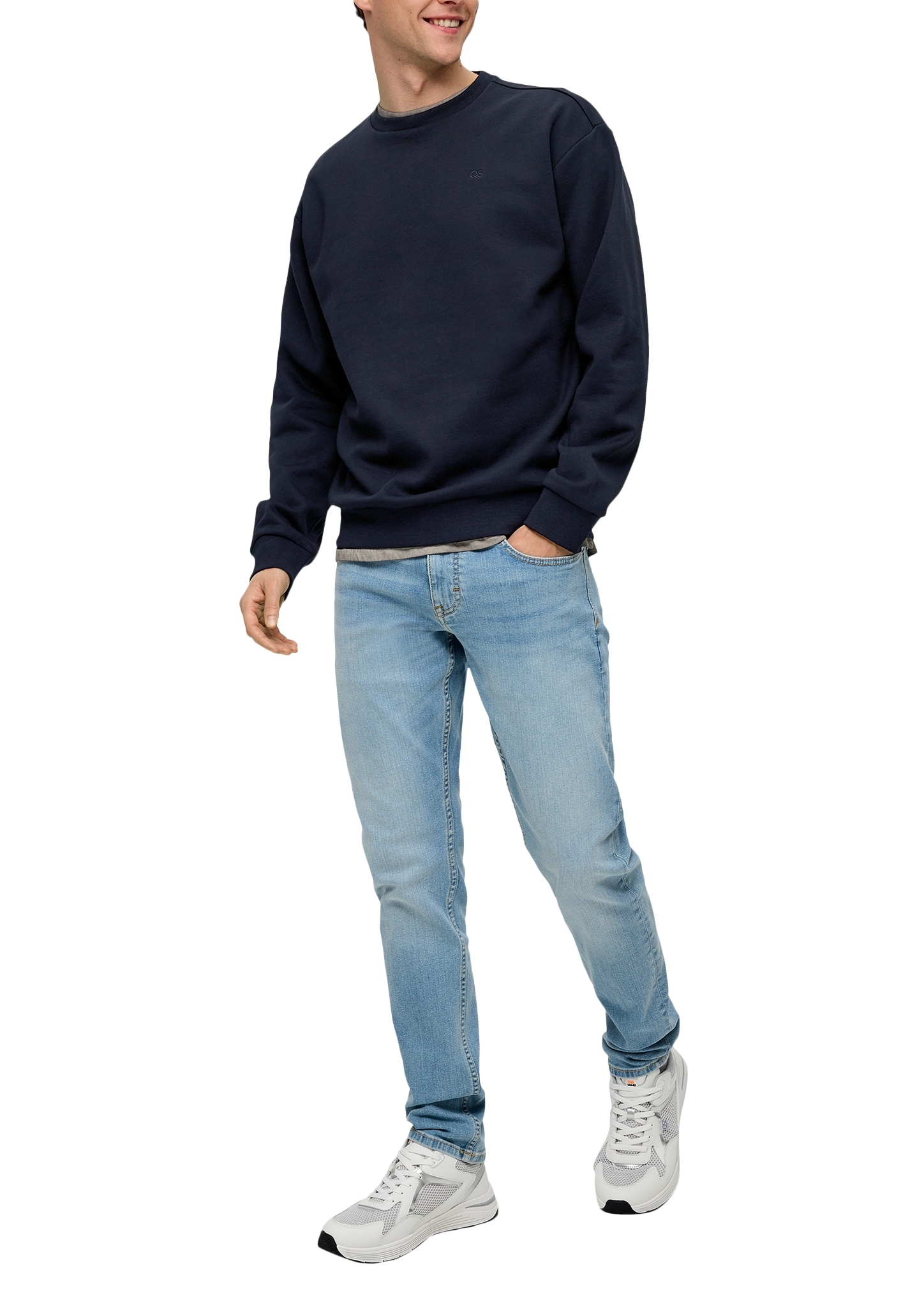 QS Sweatshirt , mit Logo Stickerei
