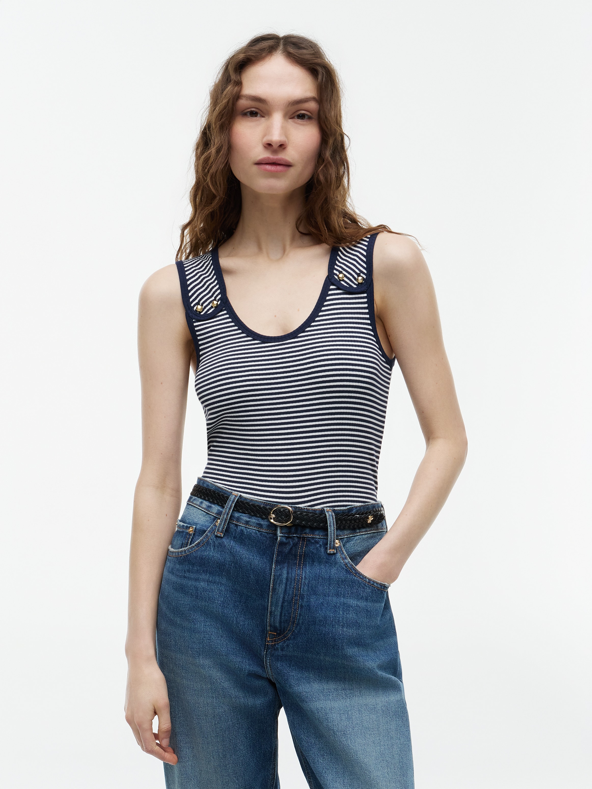 Tommy Hilfiger Débardeur »GOLD BUTTON U-NK TANK« Mélange viscose, boutons dorés