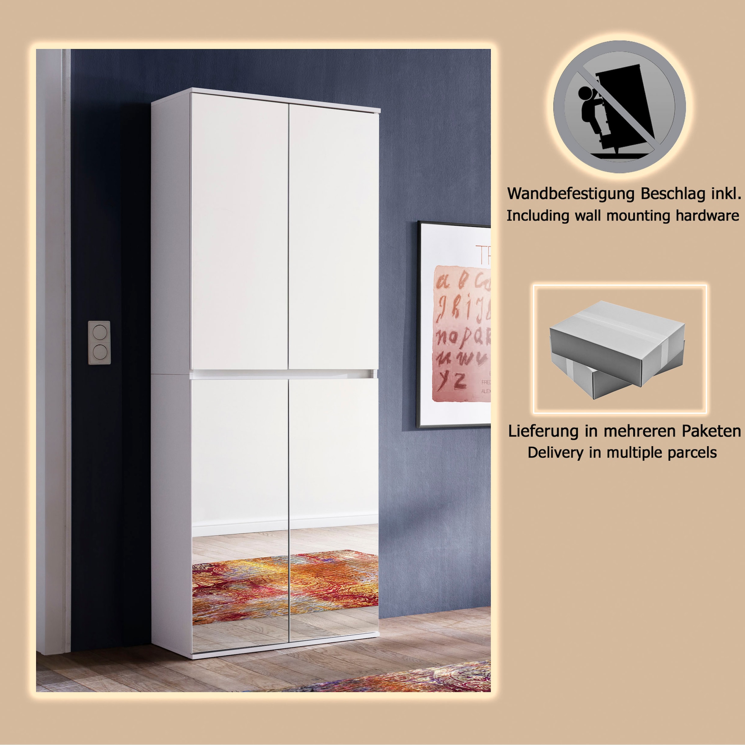 INOSIGN Garderobenschrank »Malcesine« Garderobenschrank mit 4 Türen - (B/T/H) 74/34/191 cm