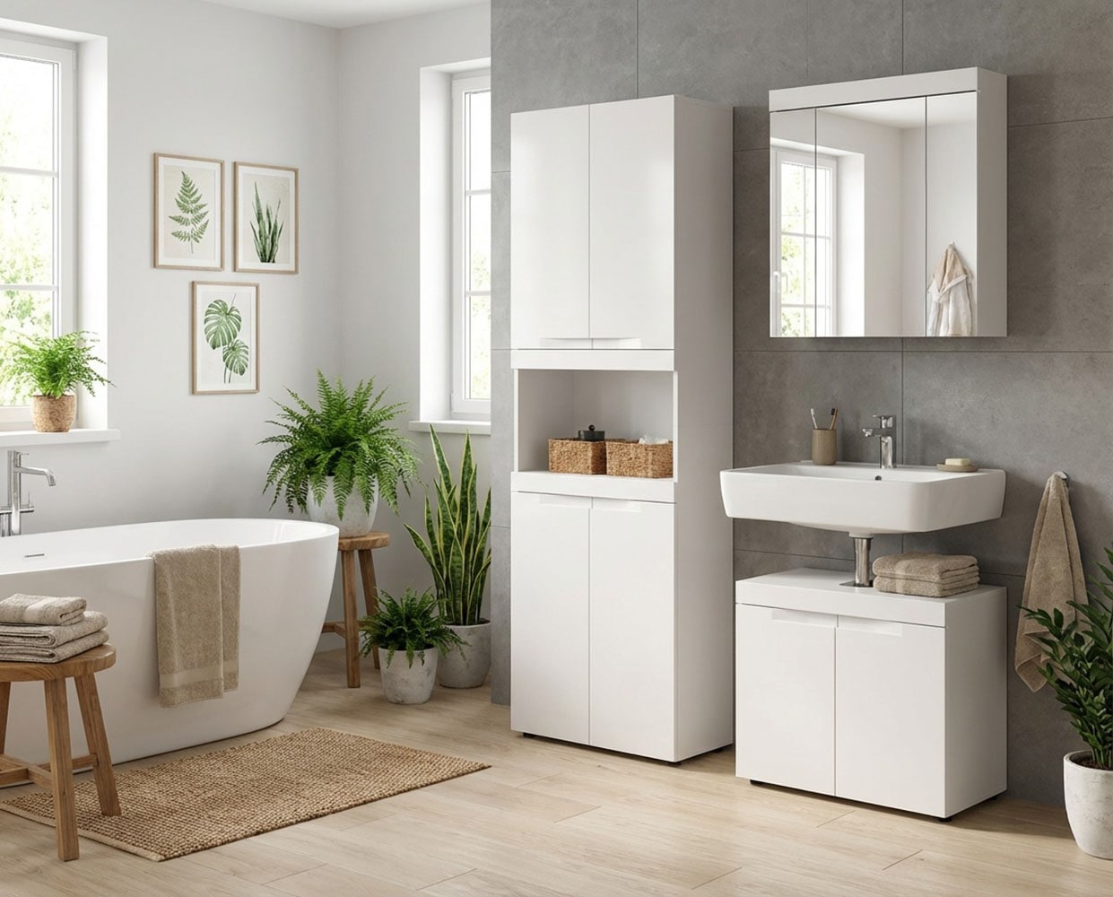 GOODproduct Badmöbel-Set »MAOI, 3-tlg. Badkombi, hochwertige MDF Front, optional mit Beleuchtung«
