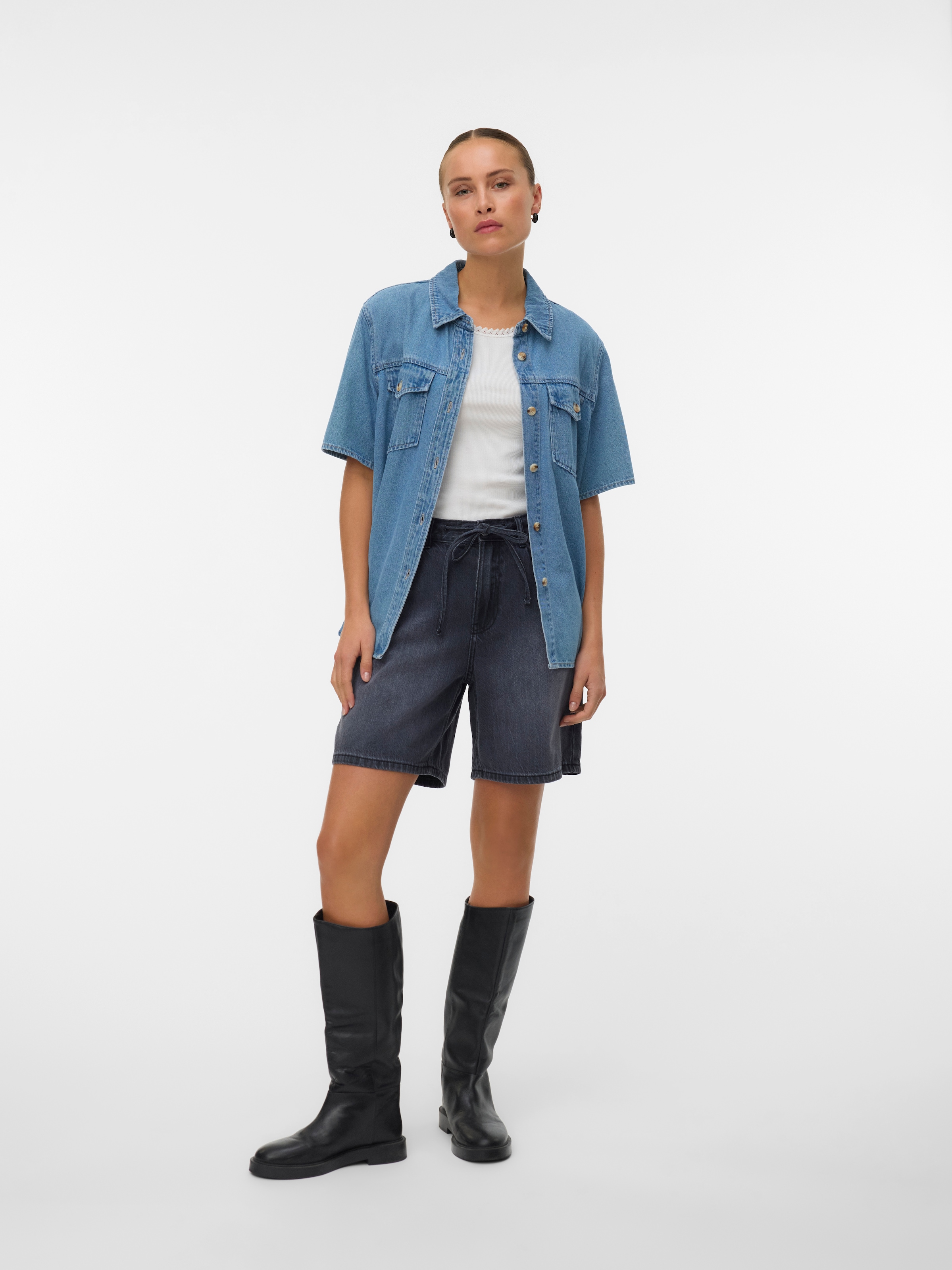 Vero Moda Blouse en jean »VMSIGGA SS CLR DENIM SHIRT« Baumwollmischung, regular fit