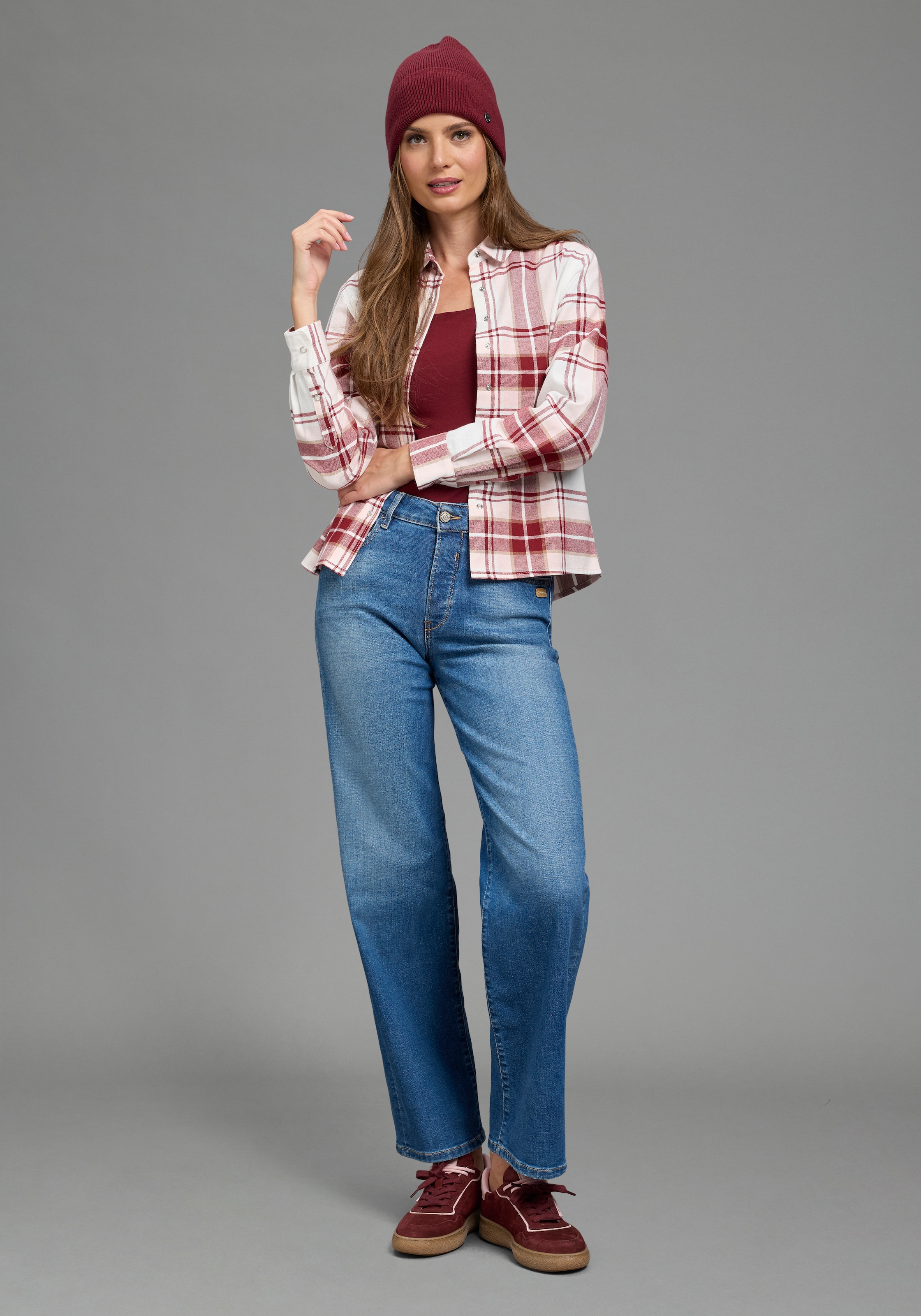 Laura Scott Blouse chemise style décontracté, motif à carreaux, en coton flanelle tout doux