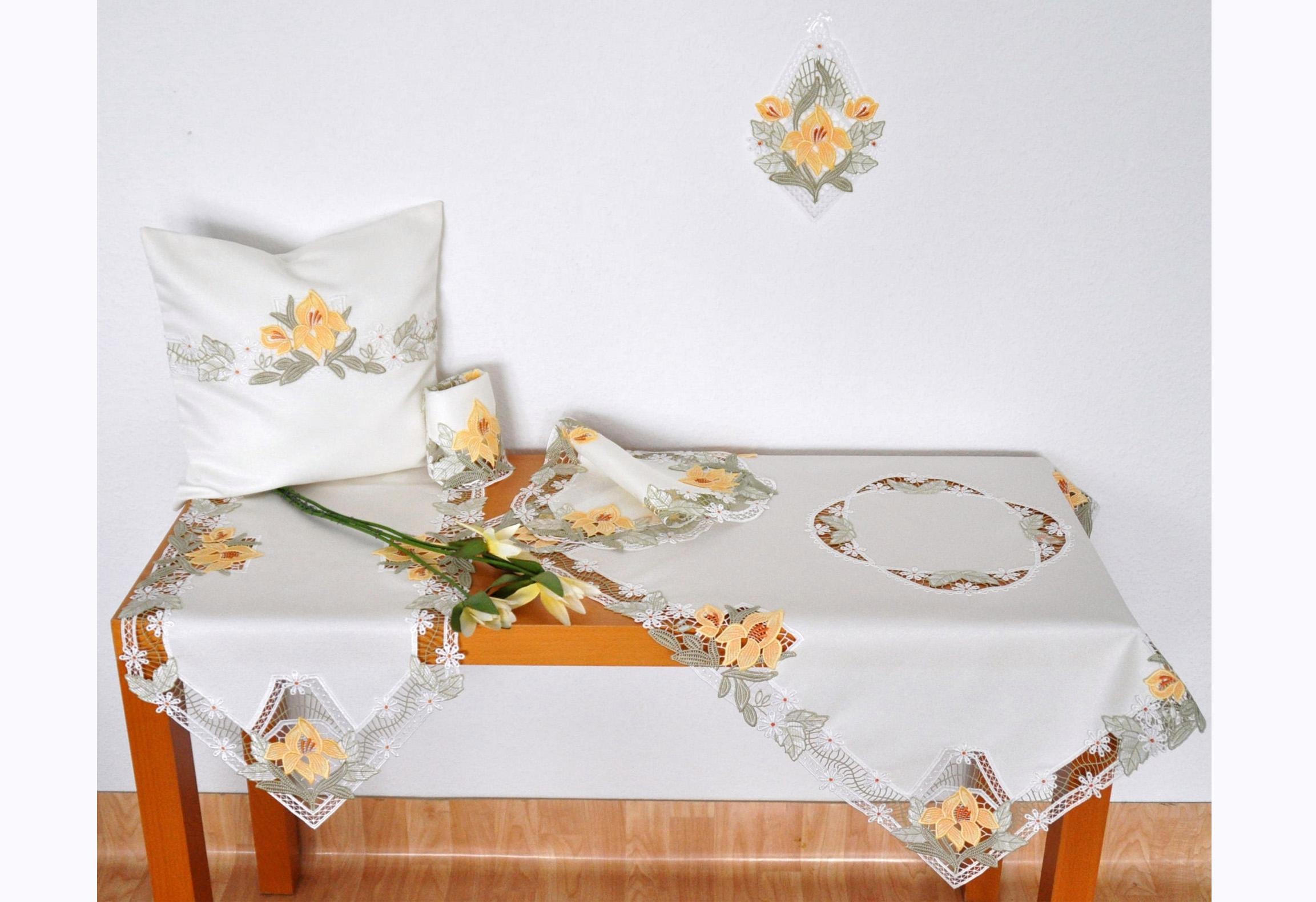 Stickereien Plauen Dekokissen »Lilienzeit« Kissenhülle ohne Füllung, 1 Stück