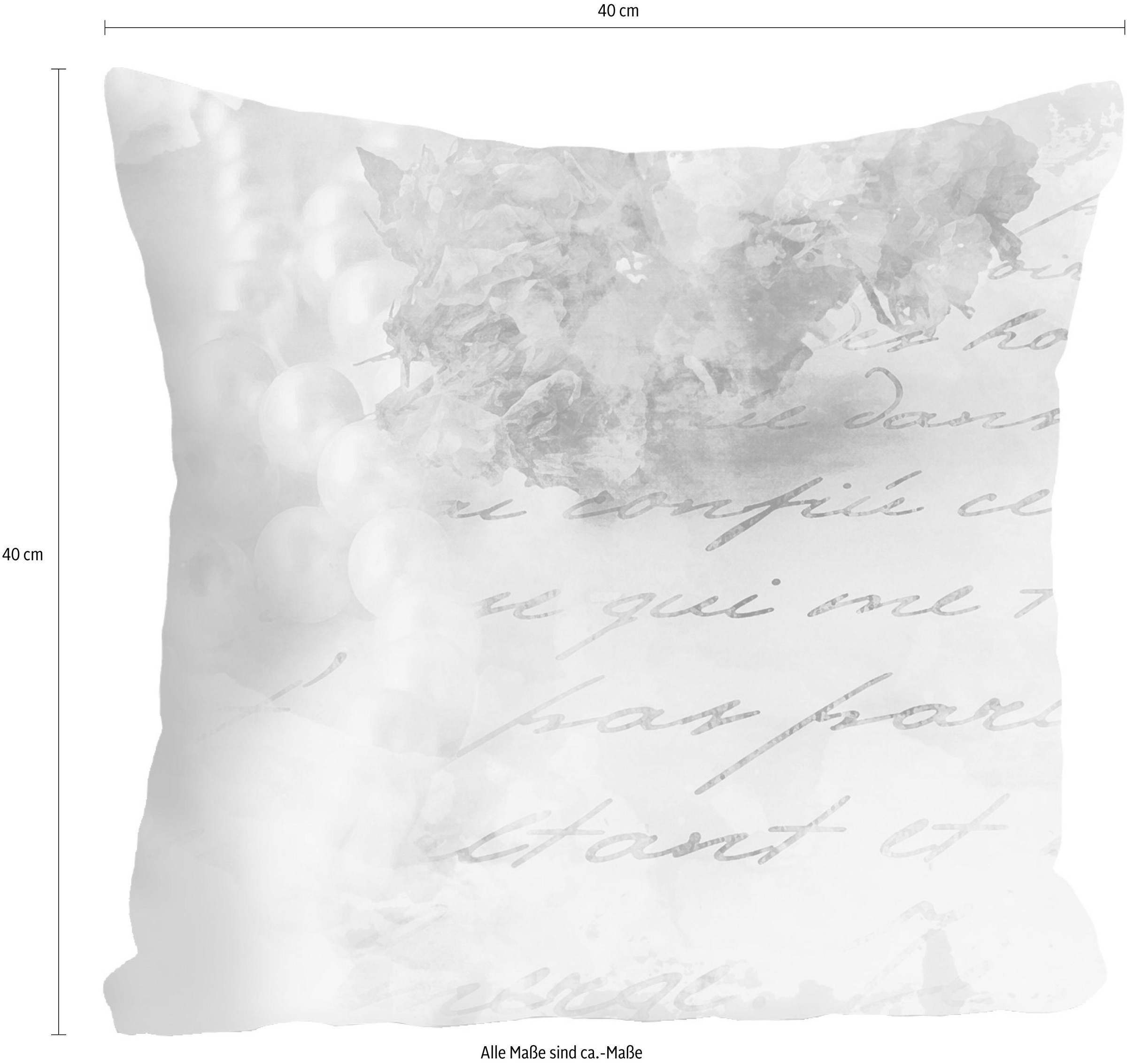 queence Coussin décoratif »»Handschrift«« Kissenhülle ohne Füllung, 1 Stück
