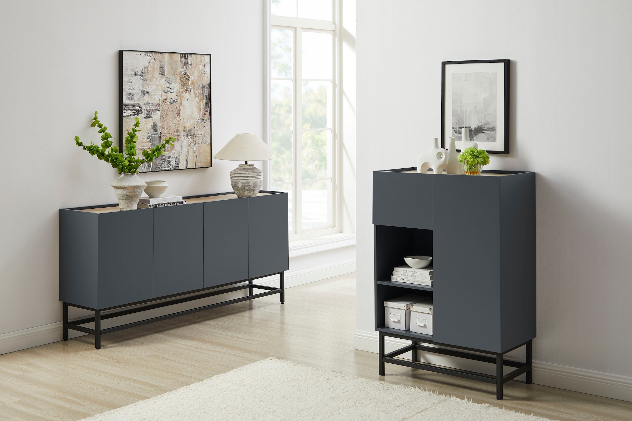 GOODproduct Sideboard »Azly« pflegeleichte Melaminoberfläche, Metallgestell, ABS-Kanten