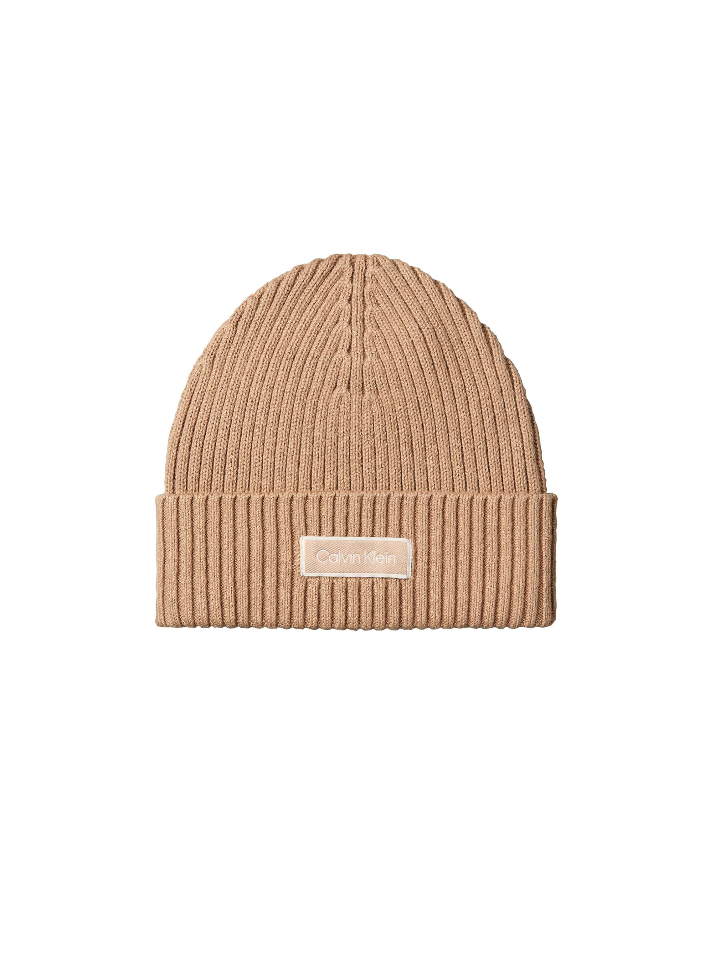Calvin Klein Bonnet »PATCH CHUNKY RIB COTTON BEANIE« coupe régulière avec logo de marque cousu