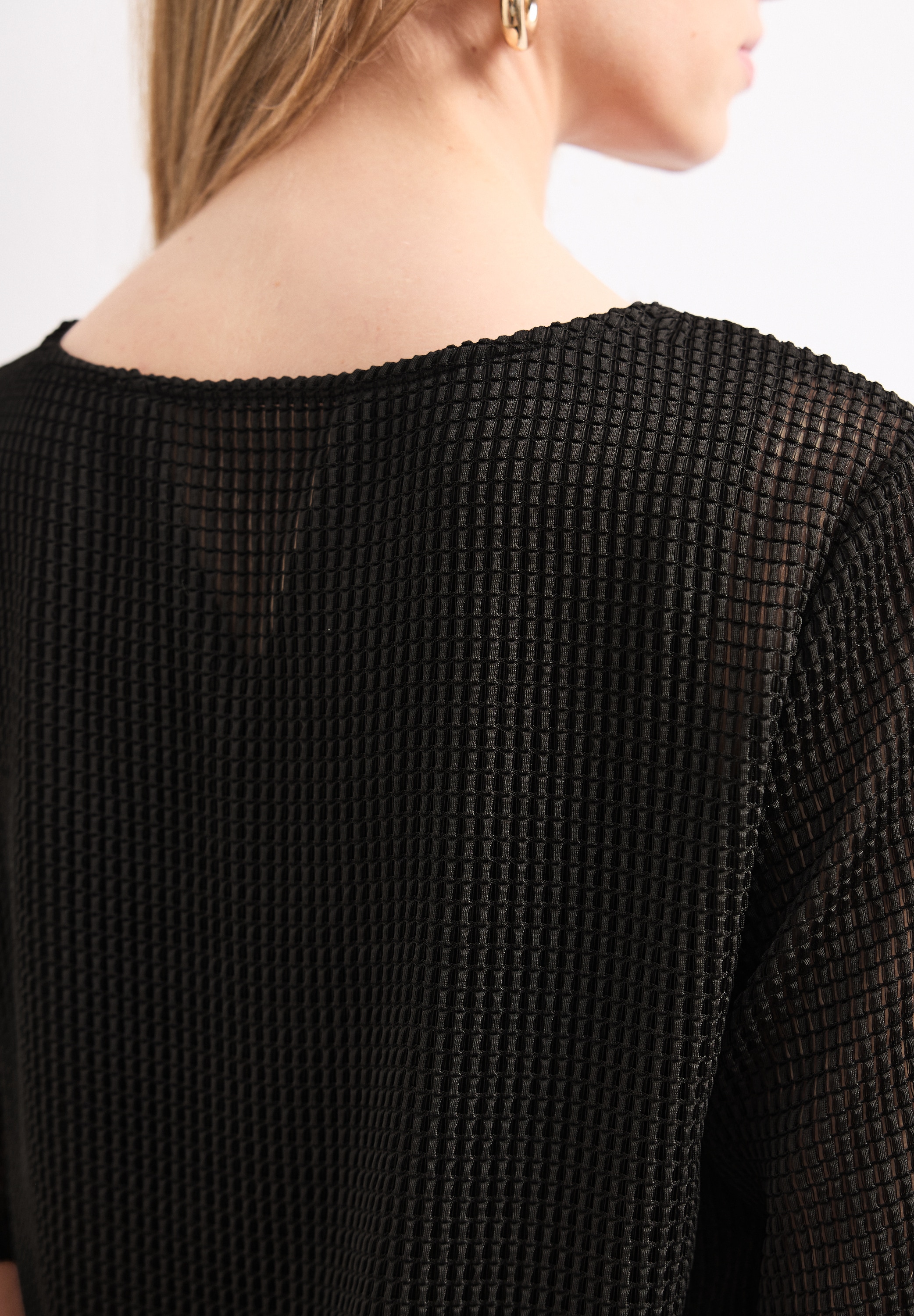 STREET ONE T-shirt 2 en 1 Sommershirt aus Mesh mit U-Boot-Ausschnitt