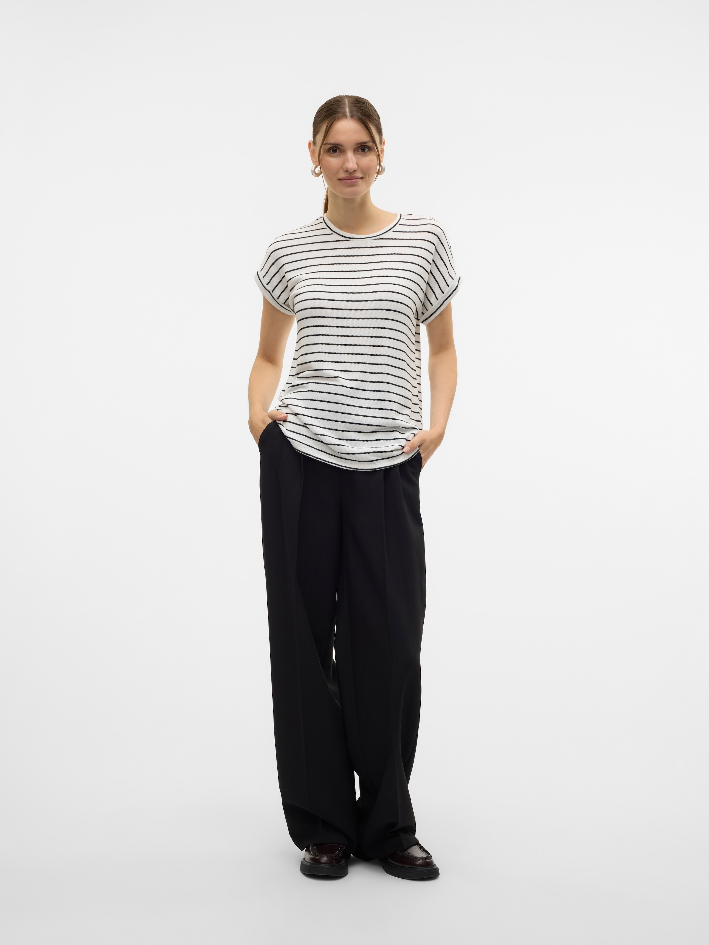 Vero Moda Kurzarmpullover »VMBRIANNA SS O-NECK PULLOVER BOO  REP« mit Umschlagsaum am Kurzarm