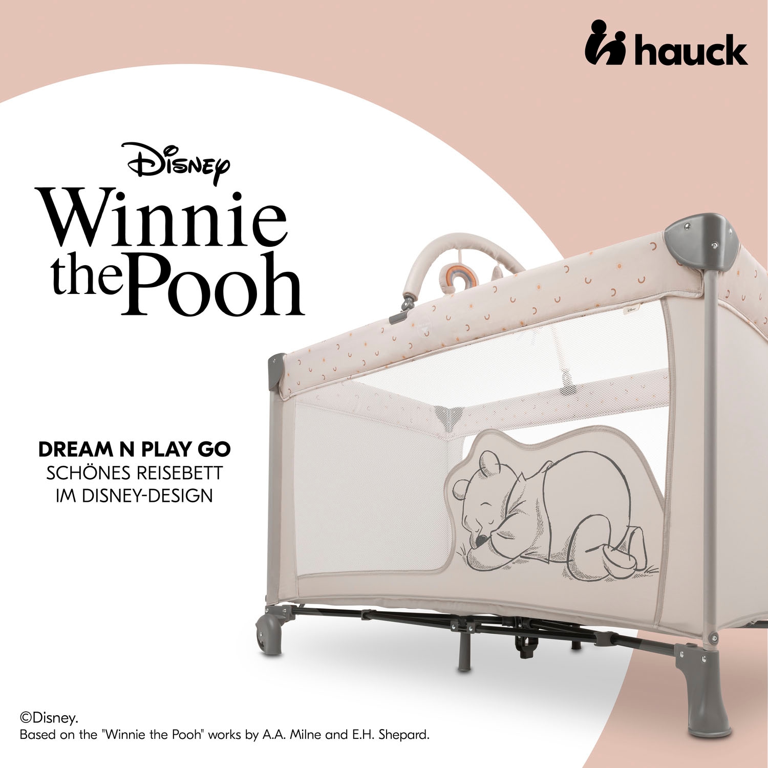 Hauck Baby-Reisebett »Dream N Play Go, Pooh Rainbow, beige« inkl. Transporttasche