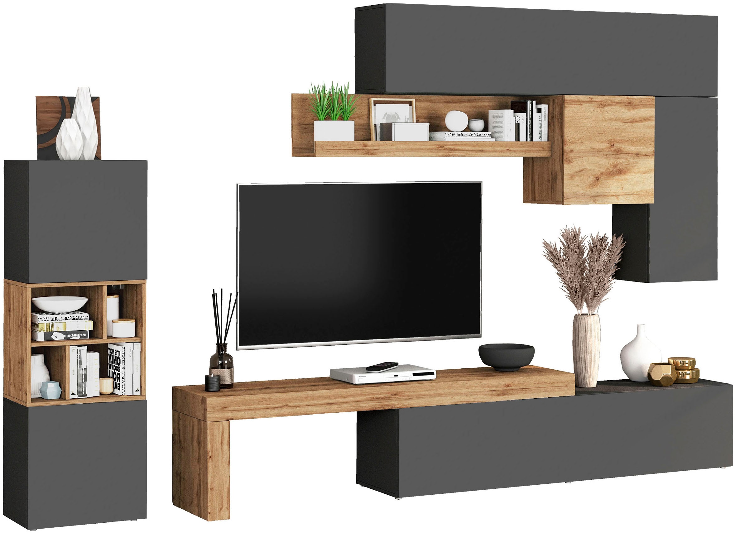 GOODproduct Meuble mural »Chronos Wohnwand, Medienwand, 8-er set« Set, 8 cuis tlg.