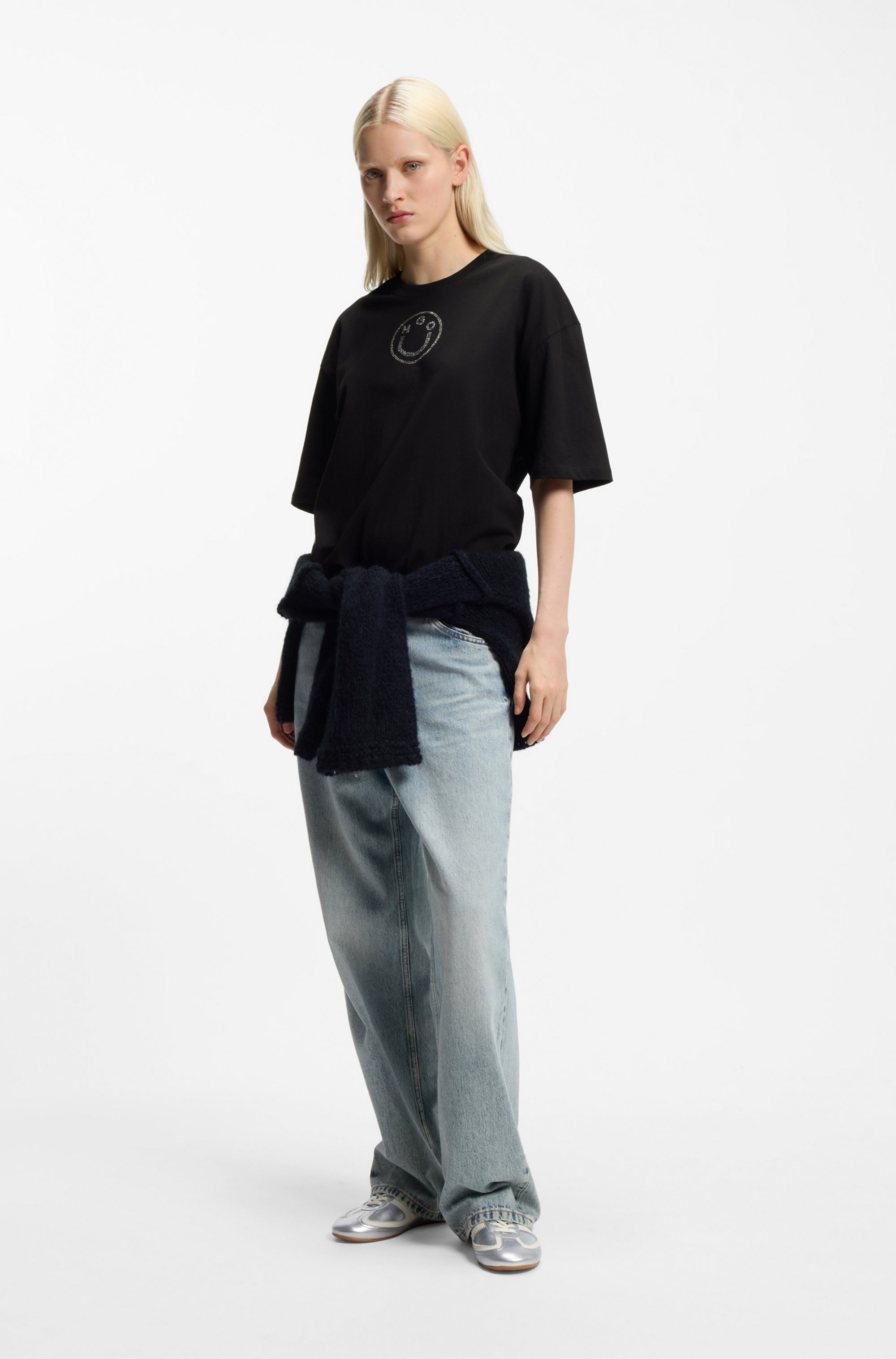 HUGO Blue T-shirt »Oversized Tee« mit Strassbesatz