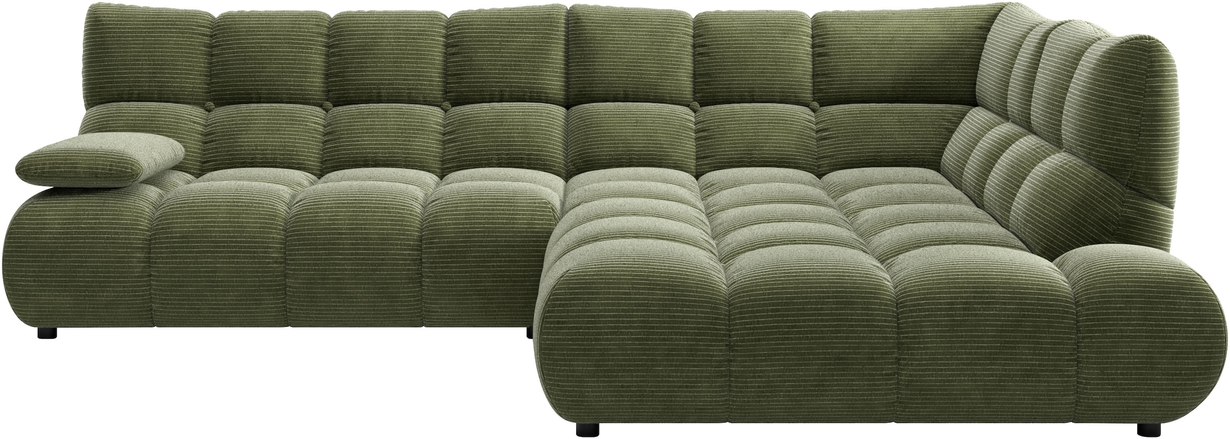 Home affaire Canapé d'angle »Cozy Bubble, mit klappbarer Armlehne, Breite 289 cm« avec matelassage élégant, housse intégrale & rembourrage doux