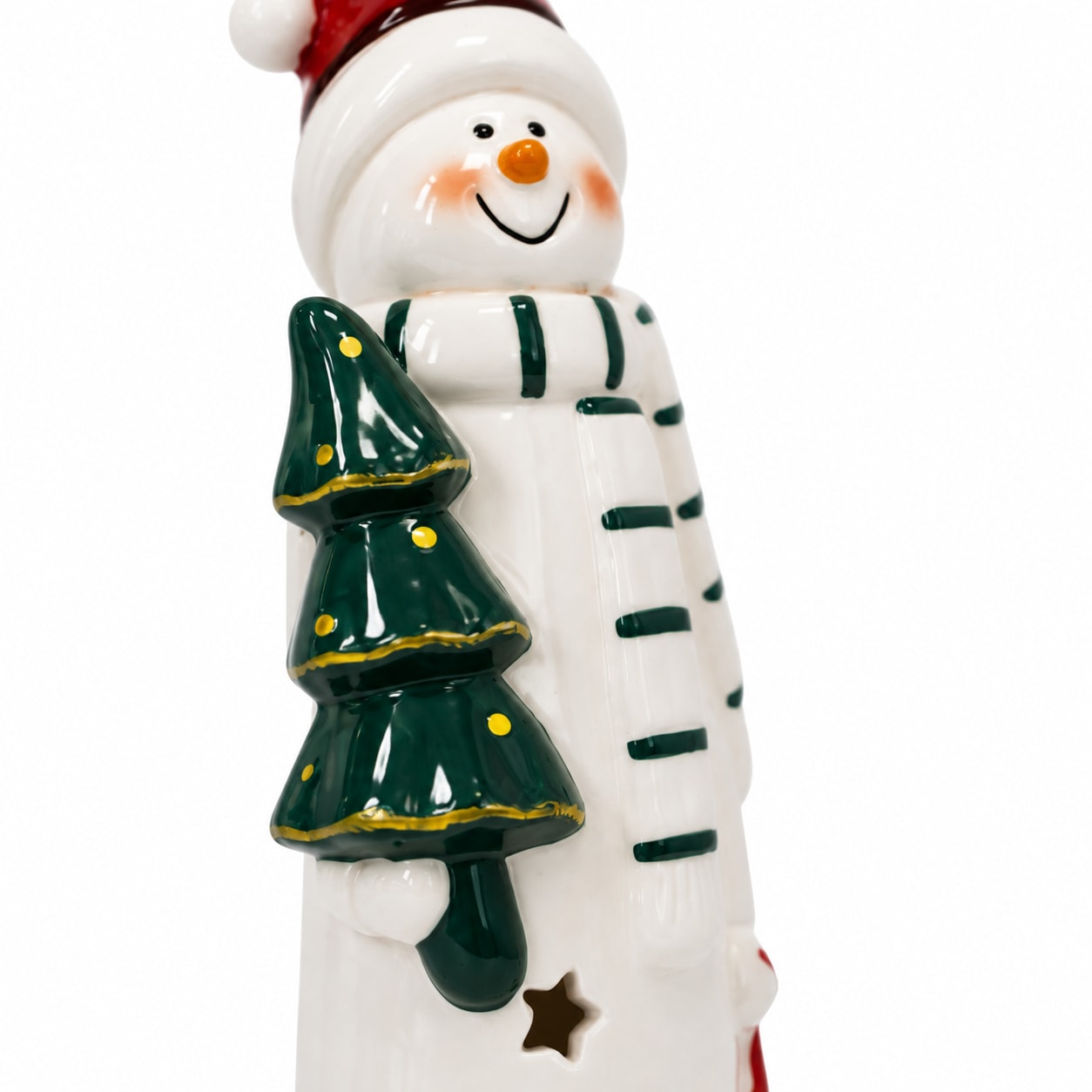 GOODproduct Porte-bougies à chauffe-plat »Deko Weihnachten Eeske, aus Porzellan detailreich bemalt« Père Noël et bonhomme de neige en lot de 2, chacun environ 31 cm de hauteur