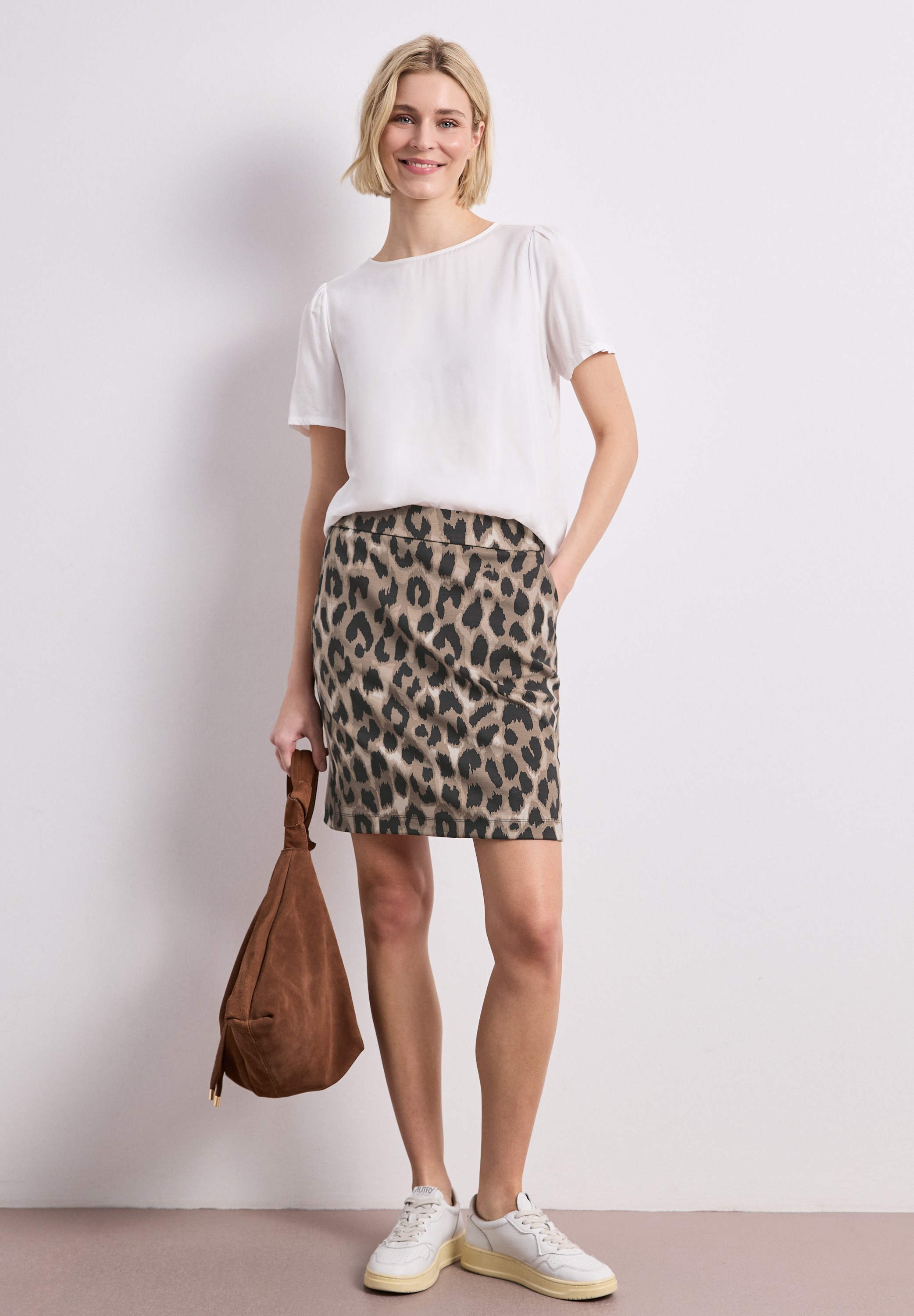 STREET ONE Minirock »Style Happy Paperbag« Sommerrock im Leo-Look