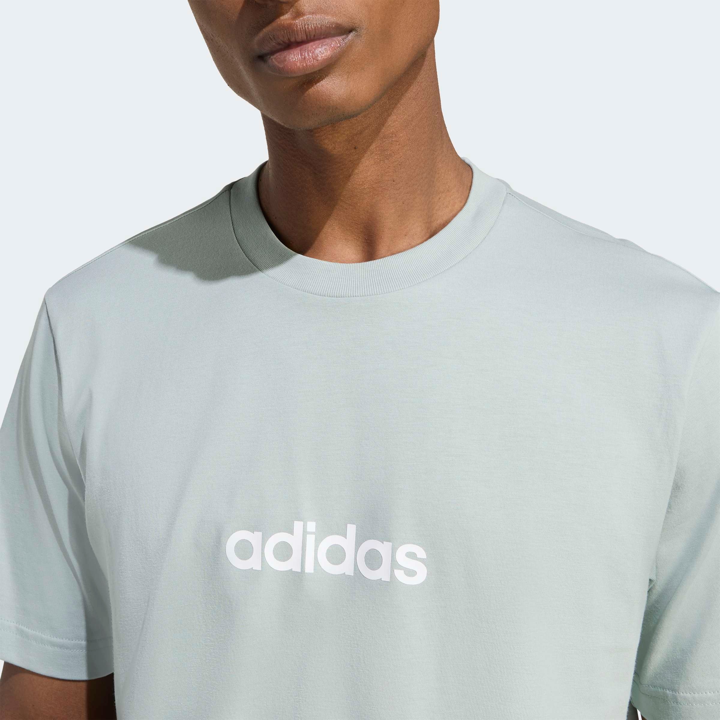 adidas Sportswear T-Shirt »ESSENTIALS LINEAR SINGLE JERSEY« überschnittene Schultern, Kurzarmdesign, aus Baumwolljersey