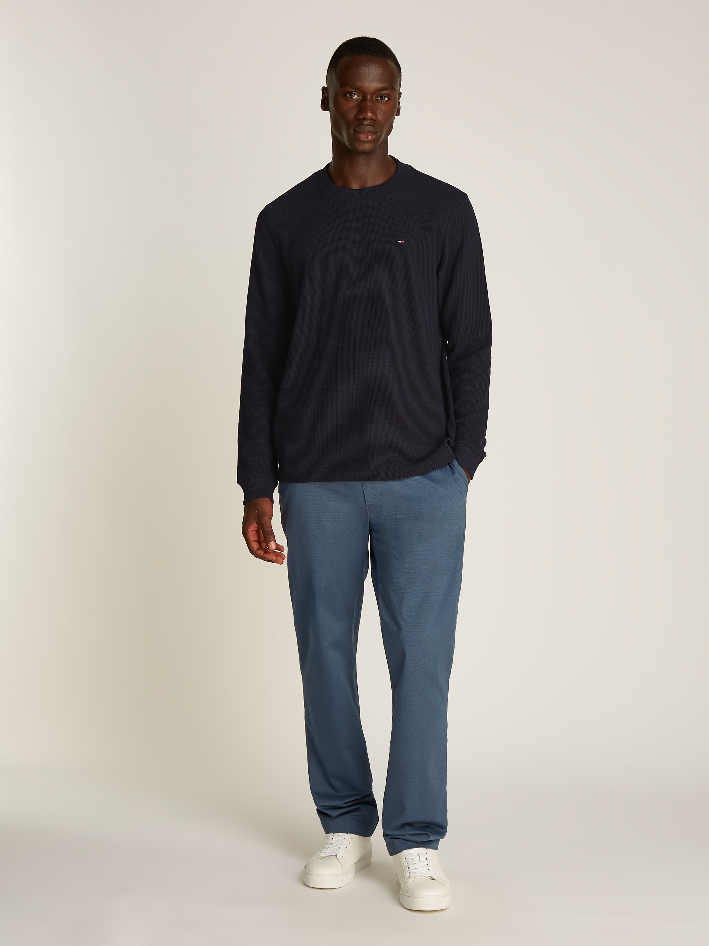 Tommy Hilfiger Pull à col rond »TEXTURED LS TEE« avec encolure ronde