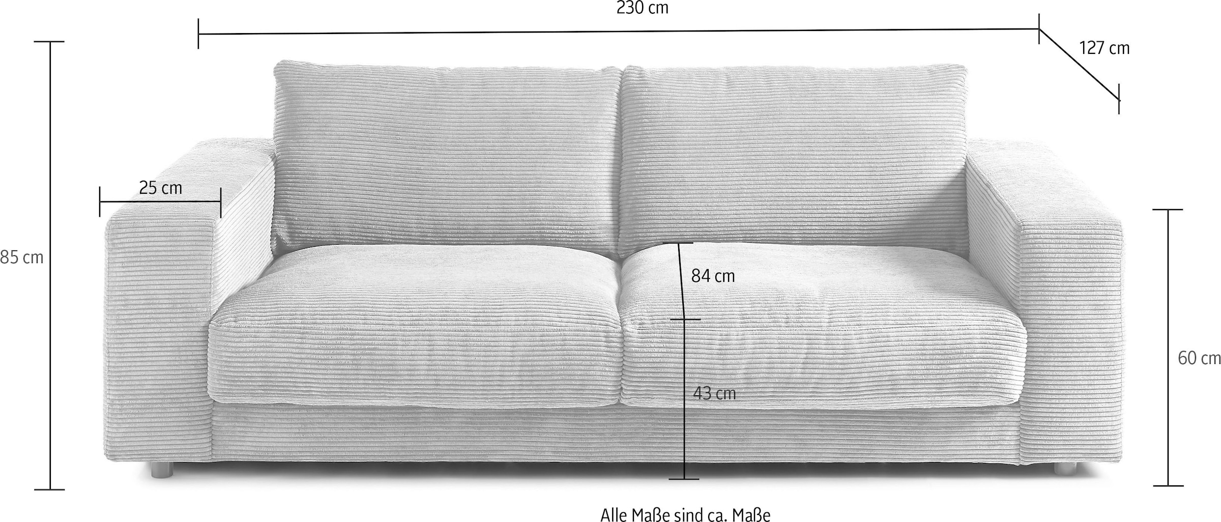 3C Candy 2-Sitzer »Enisa softig und legeres Big-Sofa, bequem und komfortabel« Zeitloses und stylisches Loungemöbel, in Breitcord
