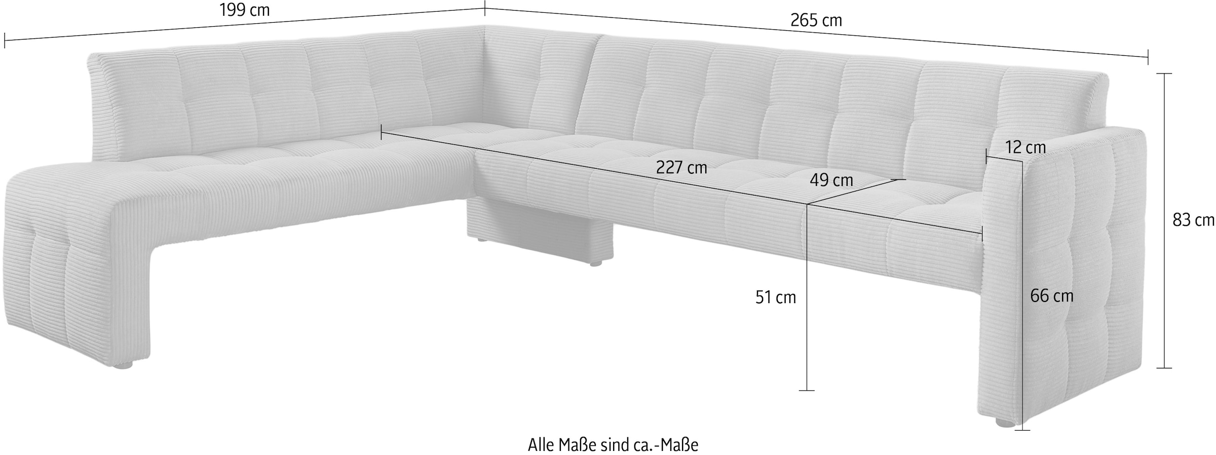 exxpo - sofa fashion Banc de salle à manger »Barista, bequem und elegant, hohe Bodenfreiheit« Eckbank Barista bequem und elegant, hochwertige Detailverarbeitung
