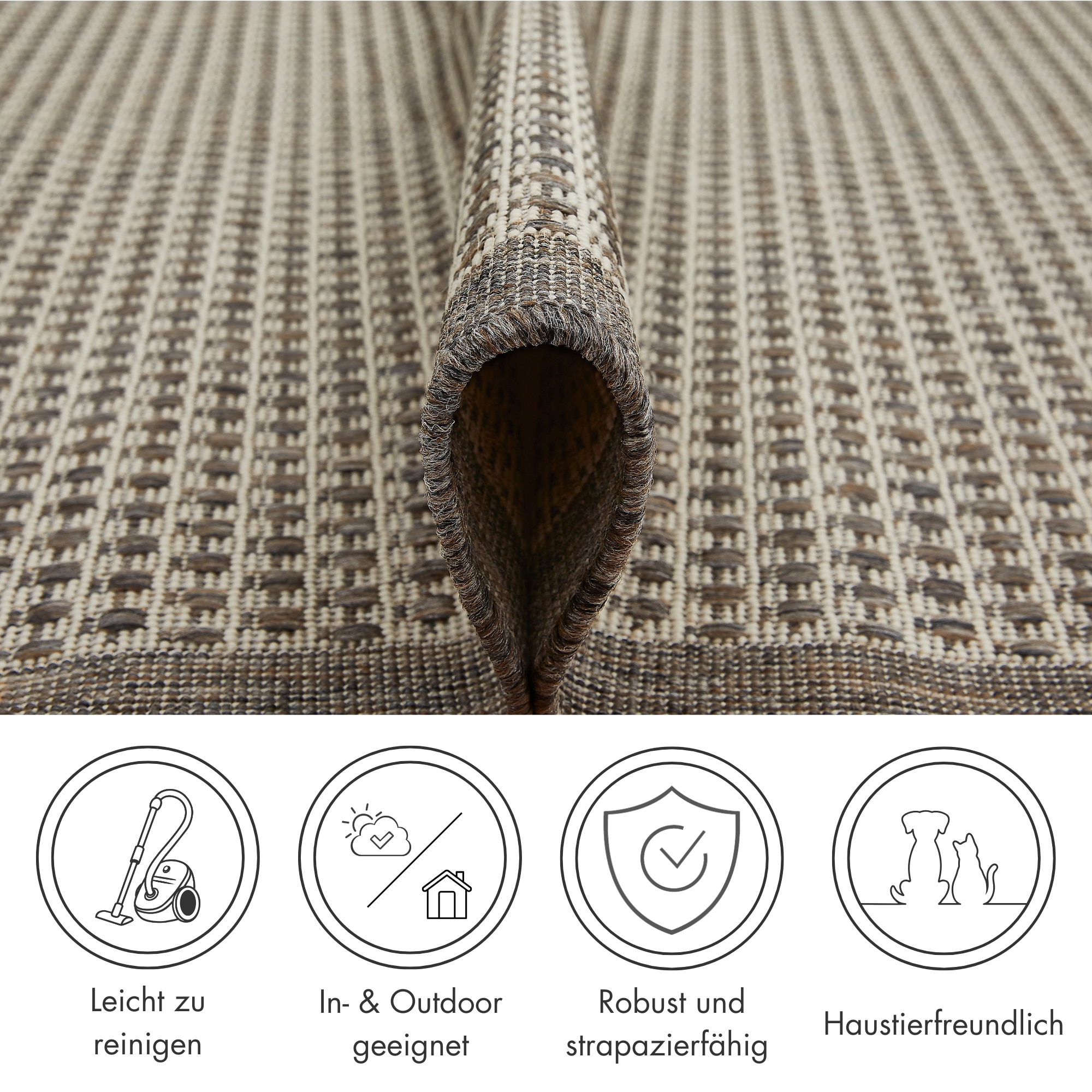 Andiamo Tapis »Savannah« Rectangulaire 4 mm Höhe Flachgewebe, In- und Outdoor geeignet, Wohnzimmer