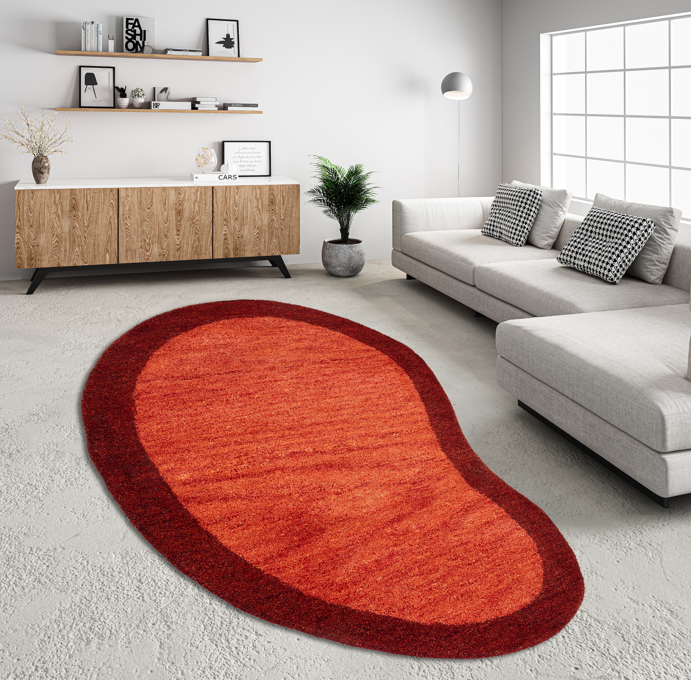 THEKO Tapis en laine »Gabbeh Super, Handweb, Teppich, Bordüre, reine Wolle« ovale 9 mm Höhe Schlafzimmer, Wohnzimmer, Esszimmer, auch als Läufer, eckig  oder rund