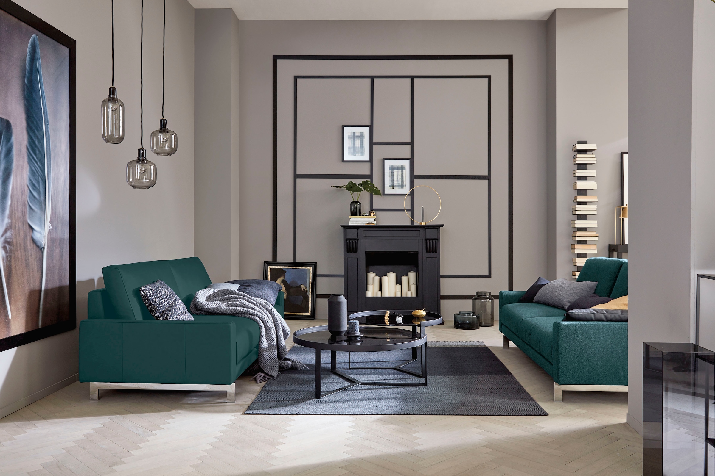 Creation BY ROLF BENZ 2,5-places »CR.450, Designsofa, Loungesofa« accoudoir bas, pied chromé brillant, largeur 184 cm