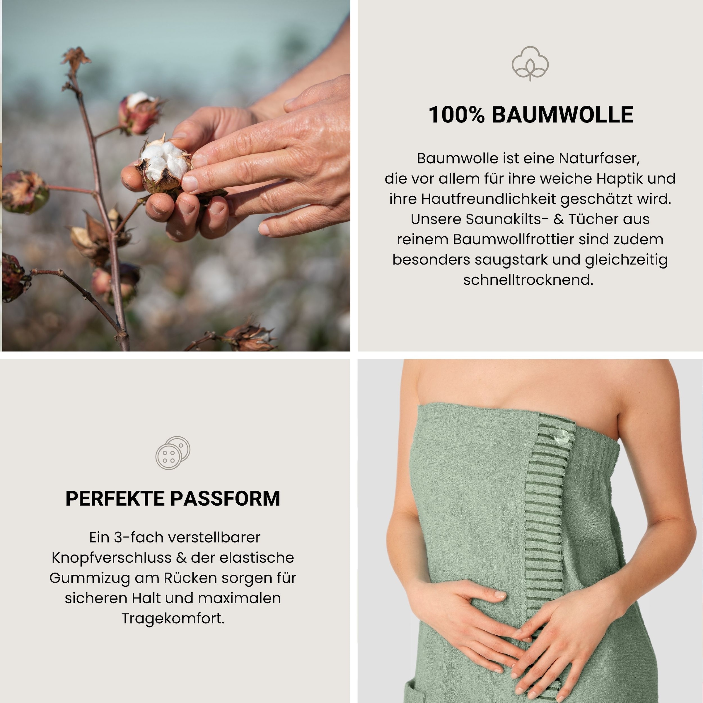 Schiesser Kilt »Rom aus weicher Baumwolle, saugstark und 3-fach weitenverstellbar« 1 cuis OEKO-TEX® MADE IN GREEN