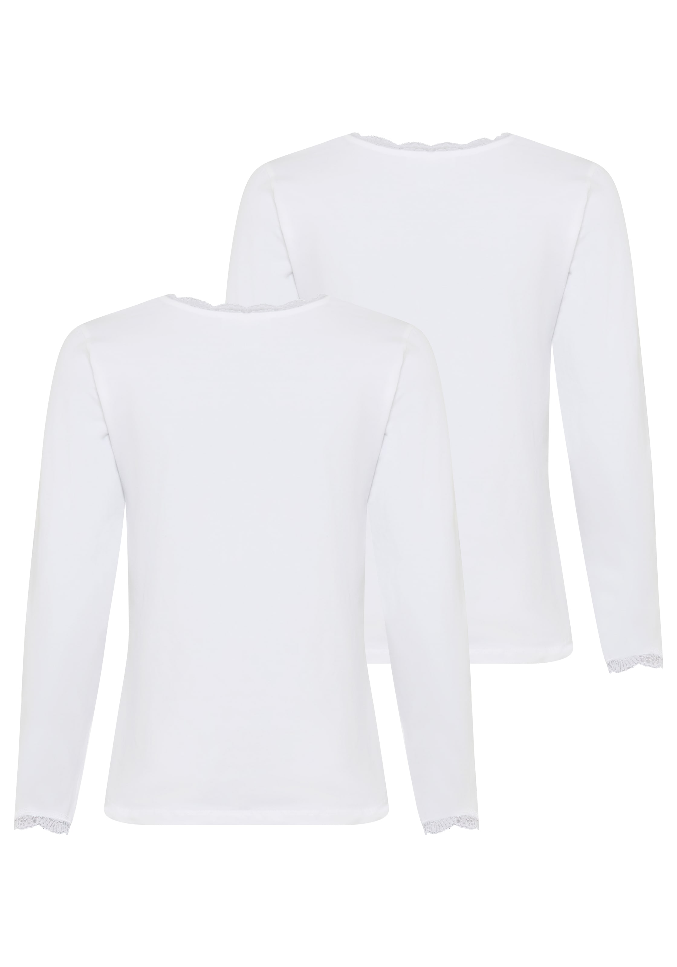 YSABEL MORA Langarmshirt »BASIC COLLECTION COTTON WITH LACE« 2er Pack,  das perfekte Basic-Longsleeve für jeden Tag