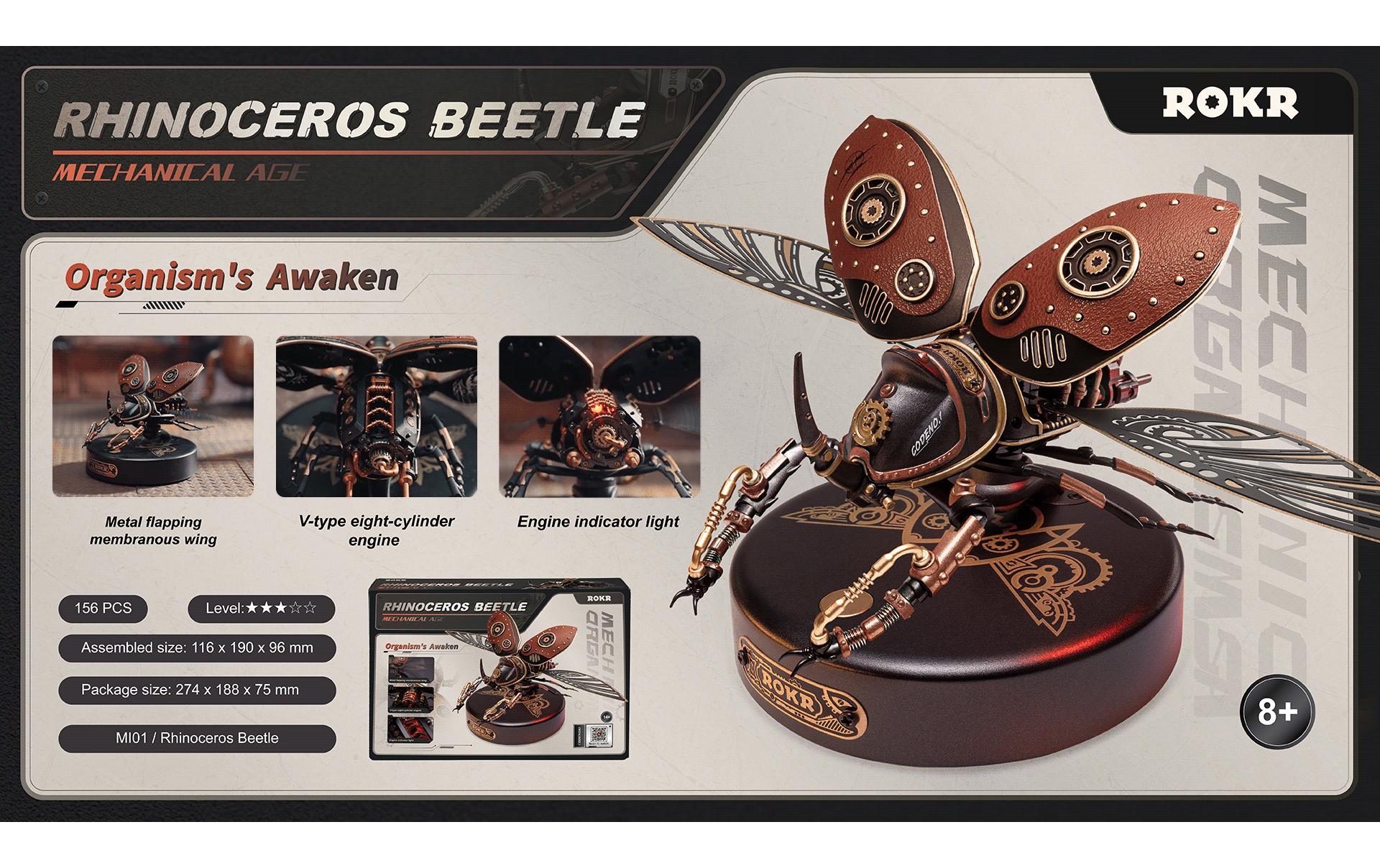   Modellbausatz »RoboTime ROKR Mechanischer Rhinozeros Käfer« 1:8