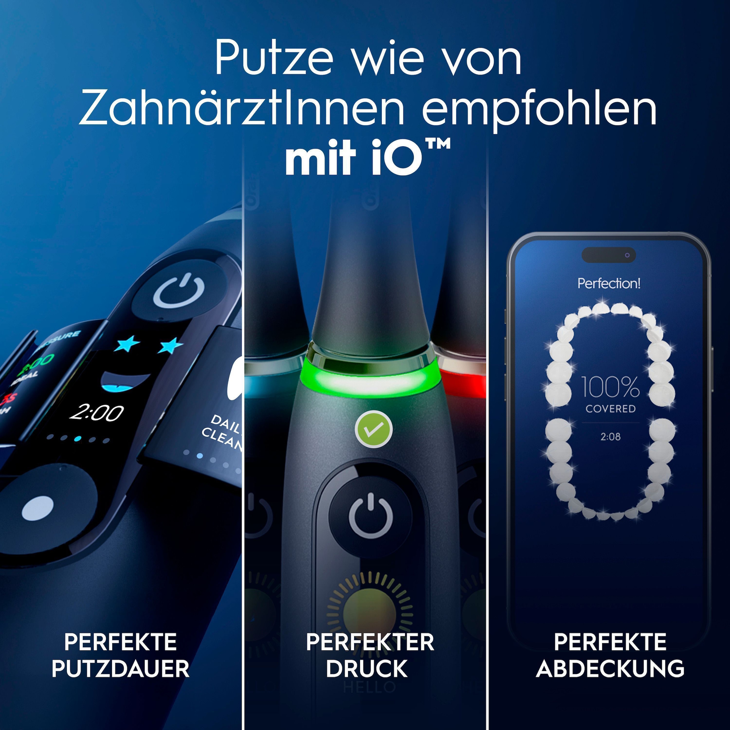 Oral-B Brosse à dents électrique »Oral-B iO Series 9« 2 cuis Aufsteckbürsten 7 modes de brossage pour soins dentaires, analyse 3D, écran couleur & étui de voyage avec charge