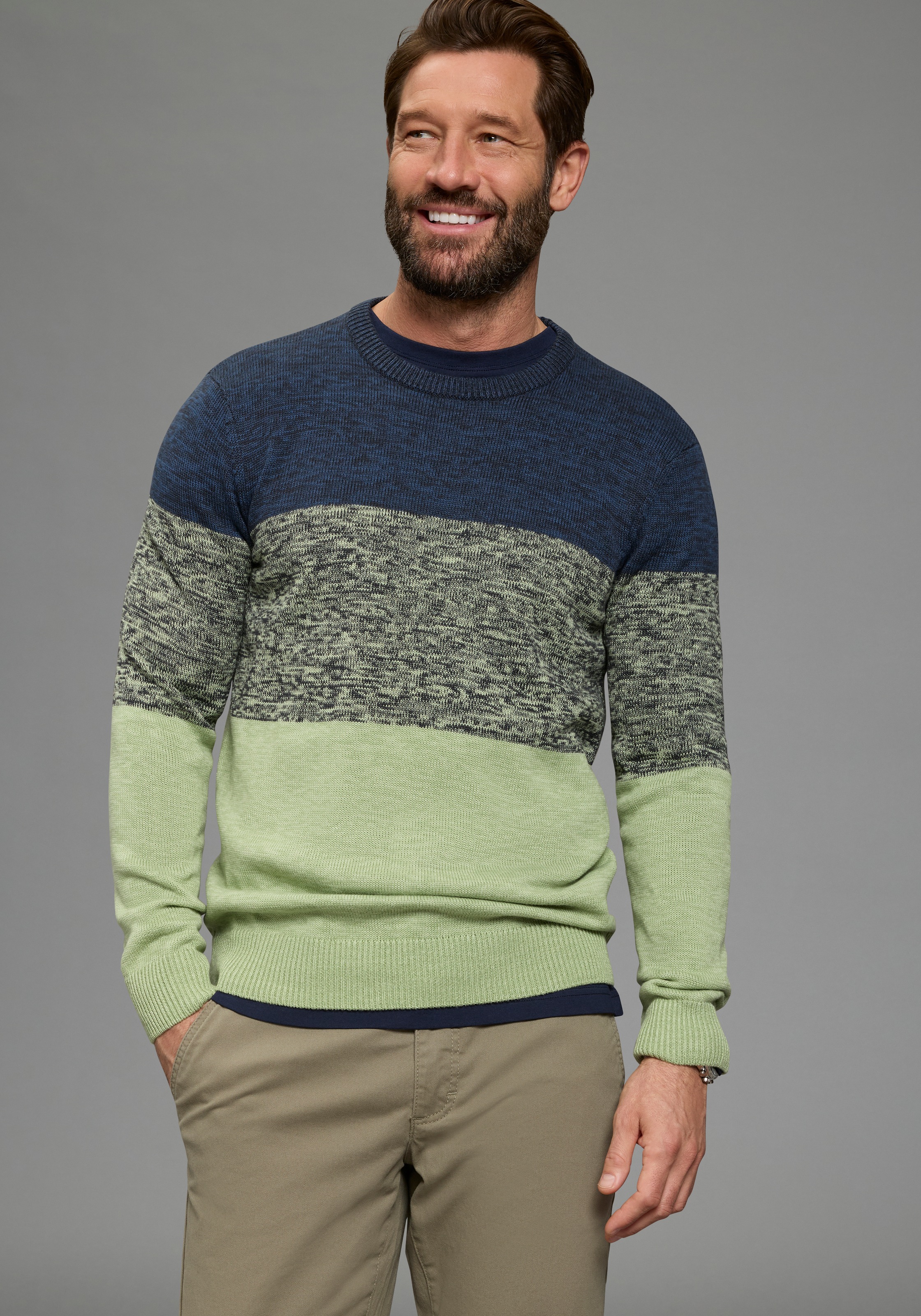 Man's World Rundhalspullover »Bis Grösse 5 XL« mehrfarbig