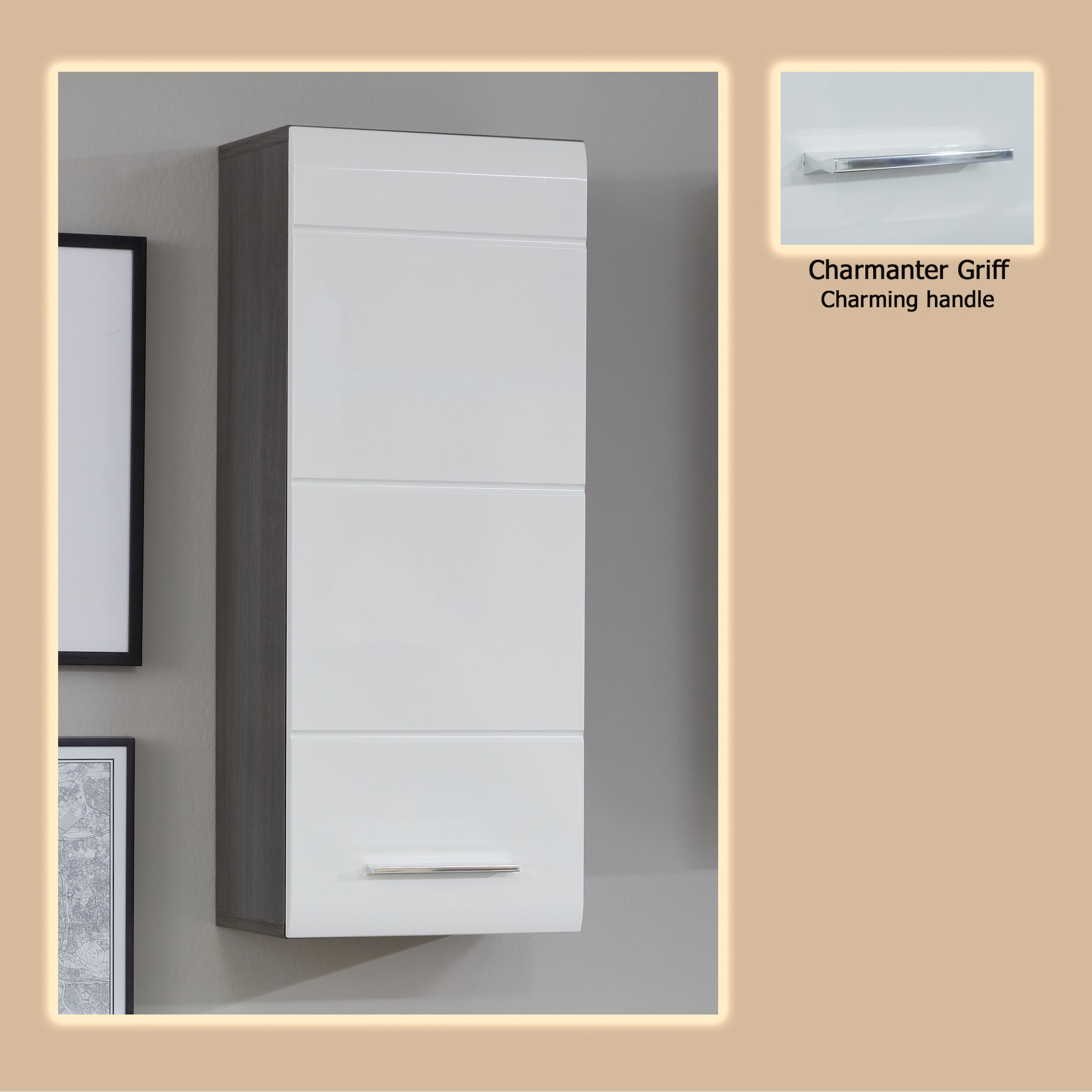 welltime Hängeschrank »Sovana« Badezimmerschrank mit 2 Fächern in Weiss - (B/T/H) 30/24/77 cm