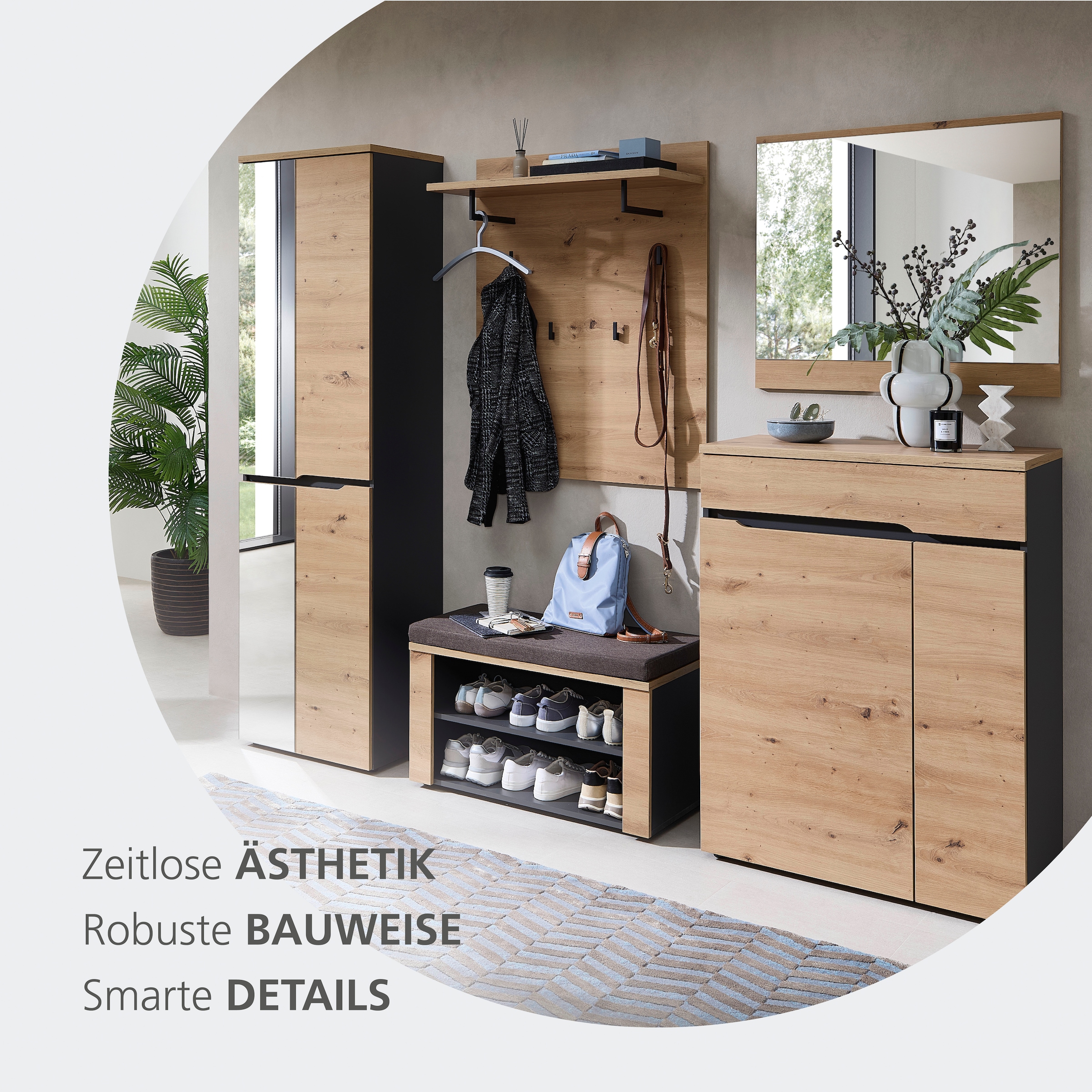 GOODproduct Armoire à chaussures »Bergen Schuhschrank, 80/107/38 (B/H/T cm)« 1 cuis tlg. 2 türig, Schubkasten, Soft Close,