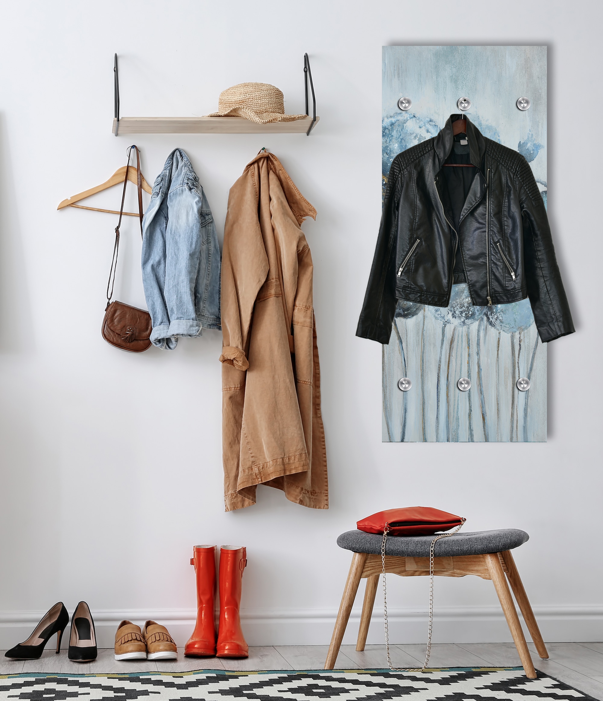 queence Panneau de vestiaire »Wandgarderobe  mit Motiv Mohnblume inkl. Edelstahlhaken« 1 cuis tlg. impression HD Premium sur verre acrylique