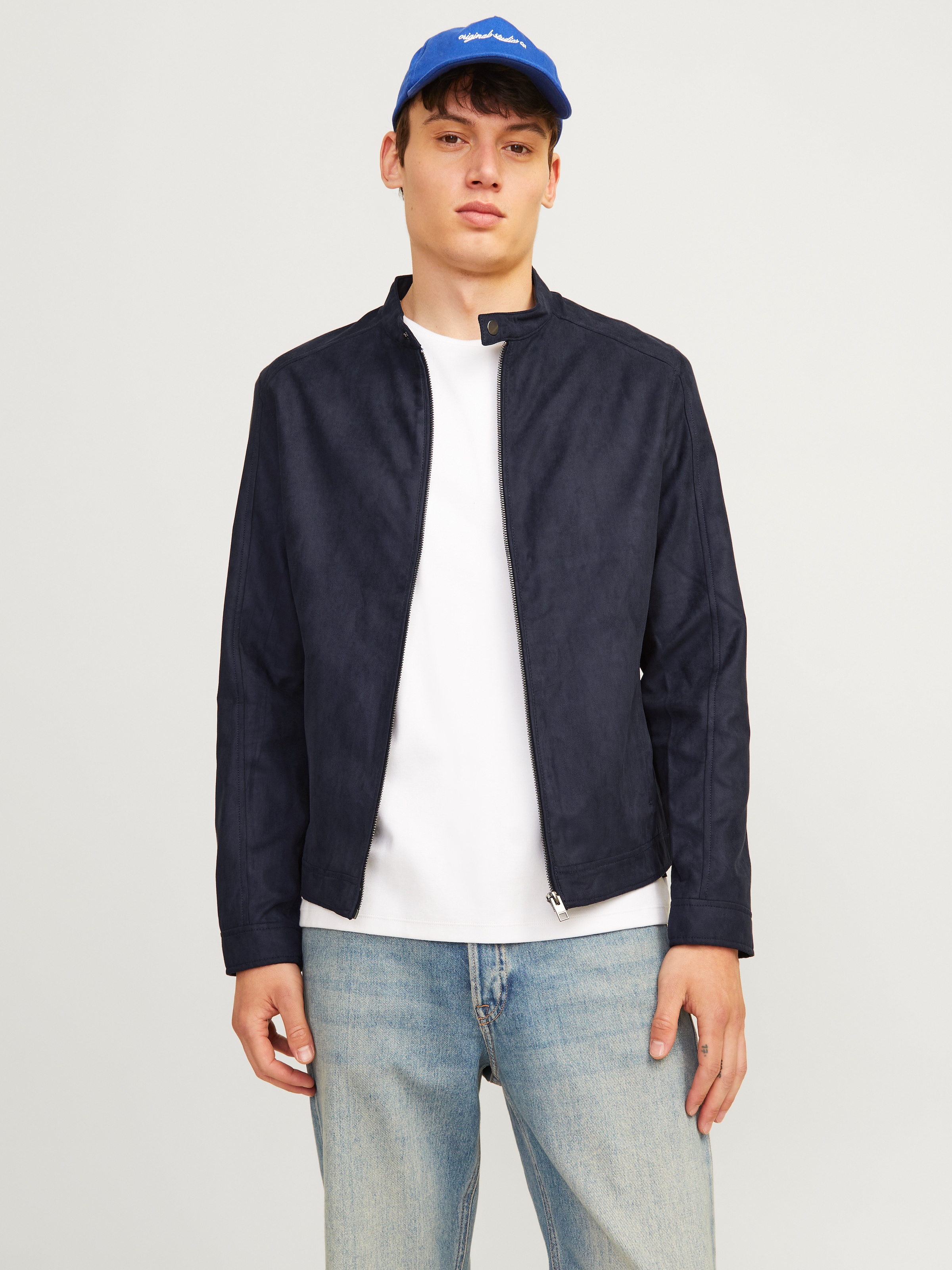 Jack & Jones Lederimitatjacke »JJEDYLAN CLEAN JACKET NOOS« ohne Kapuze mit Bandkargen