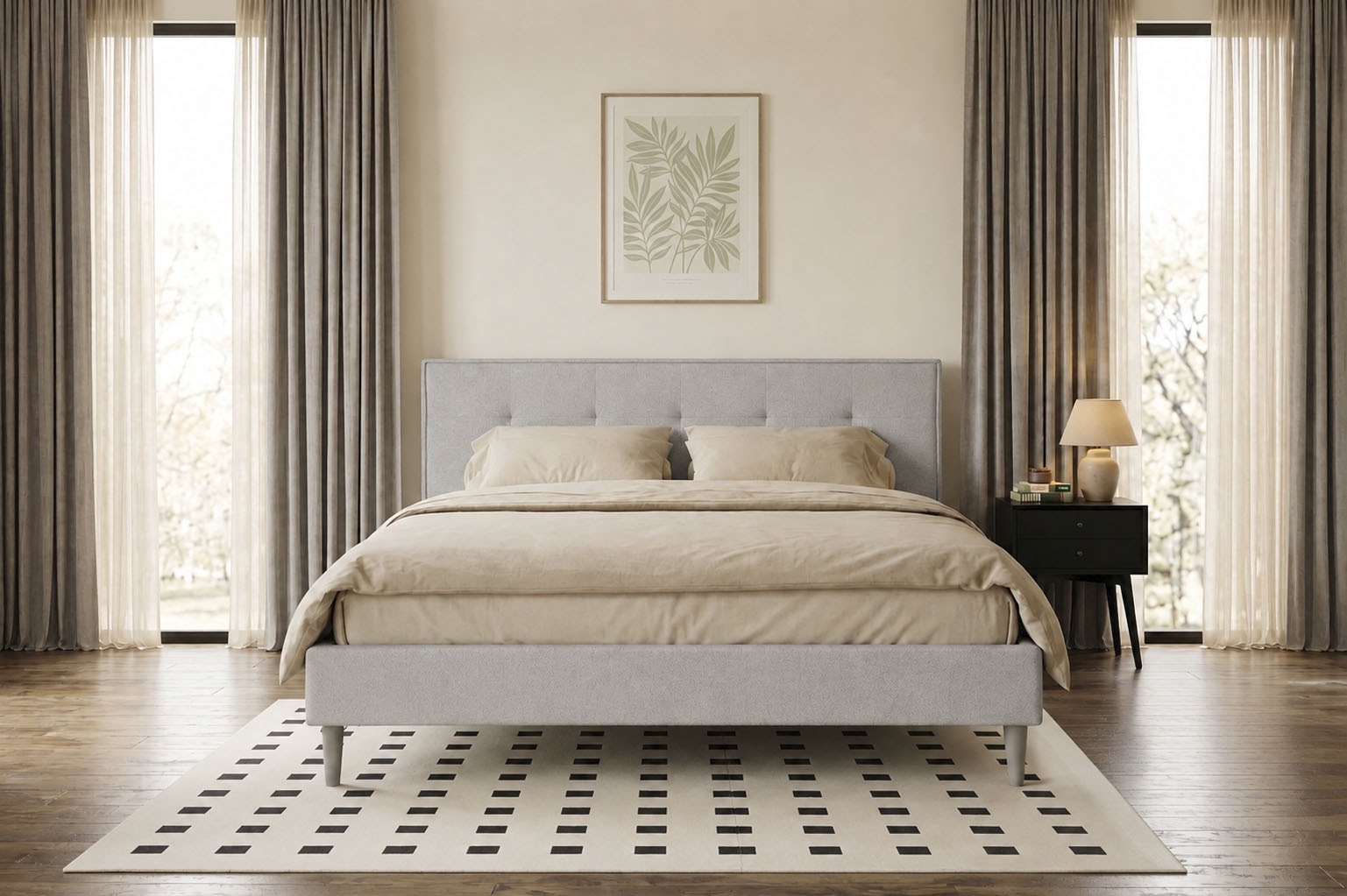 GOODproduct Lit rembourré »IMMINA, Bett mit Lattenrost« gepolstertes Kopfteil und Rahmen, Liegefläche 180x200cm