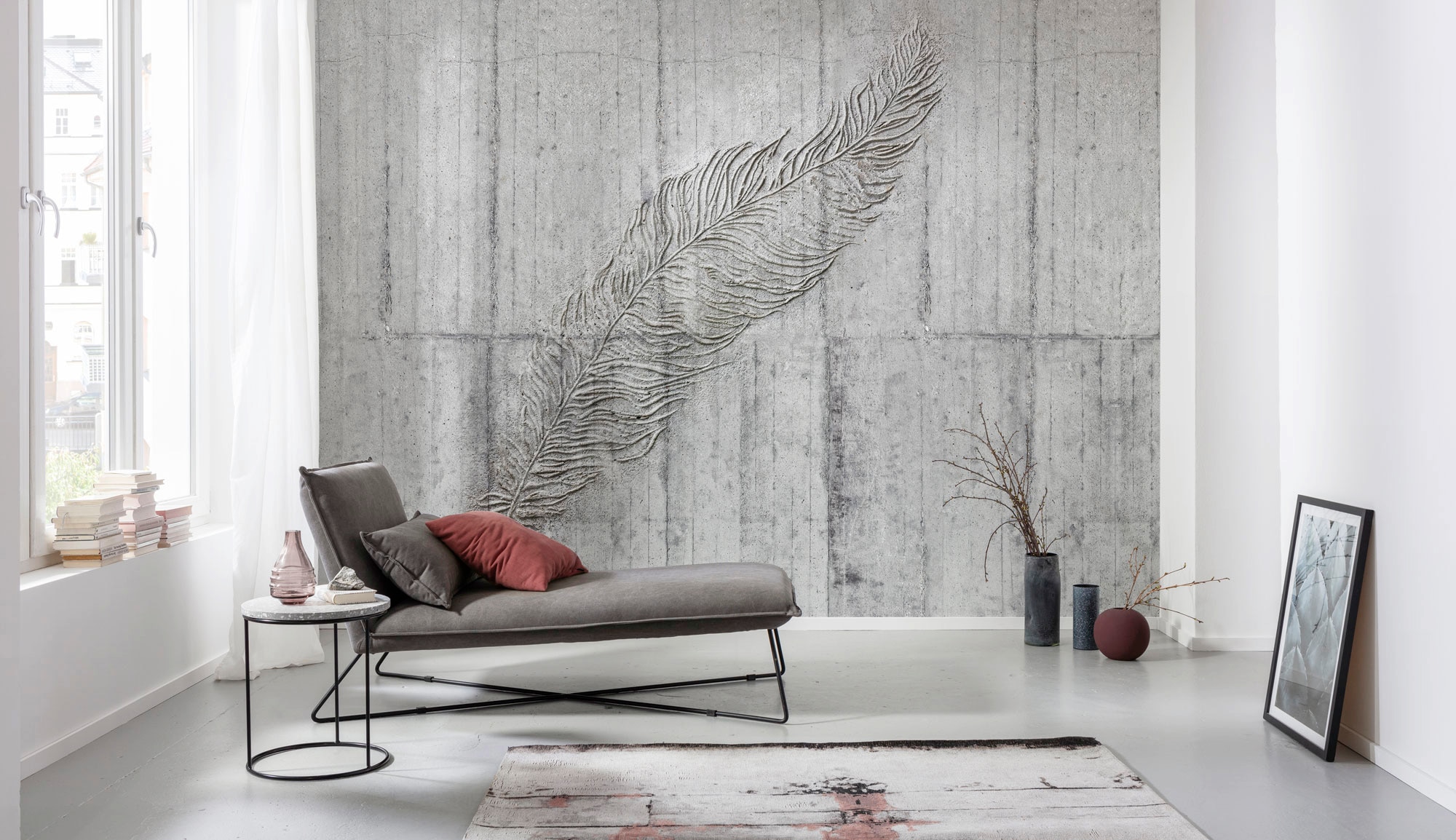 Komar Vliestapete »Digitaldruck Vlies -  Concrete Feather - Grösse 350 x 250 cm« bedruckt glatt Wohnzimmer, Schlafzimmer
