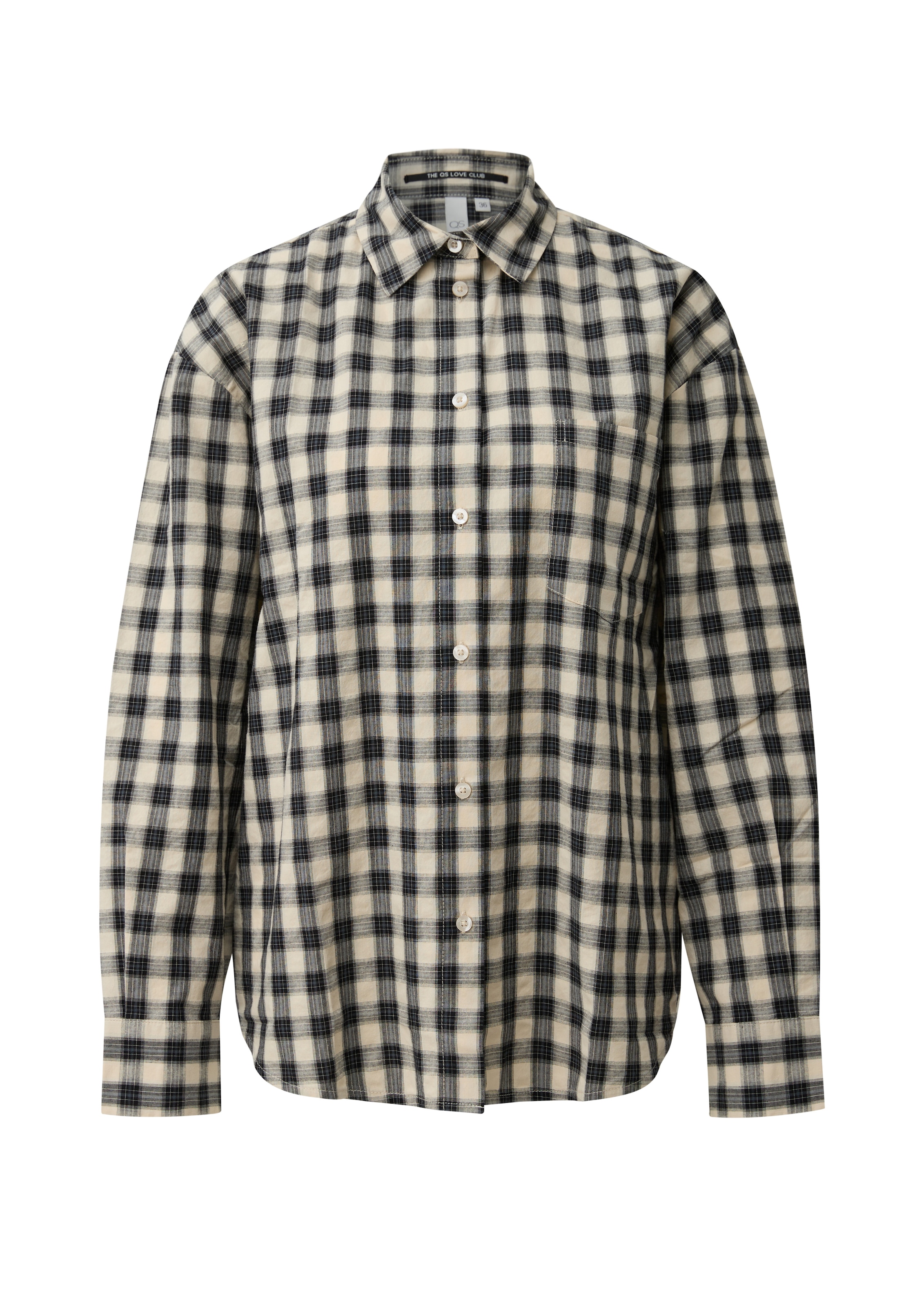 QS Blouse à carreaux Langarmbluse in Karo-Optik mit Knopfleiste