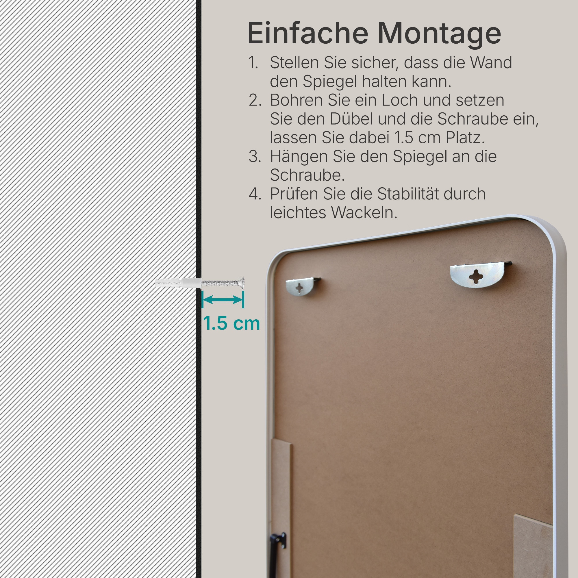 GOODproduct Miroir »Standspiegel Addrik, wahlweise in 2 Grössen 150x40cm oder 160x50cm« miroir corps entier avec verre de sécurité, en différentes couleurs