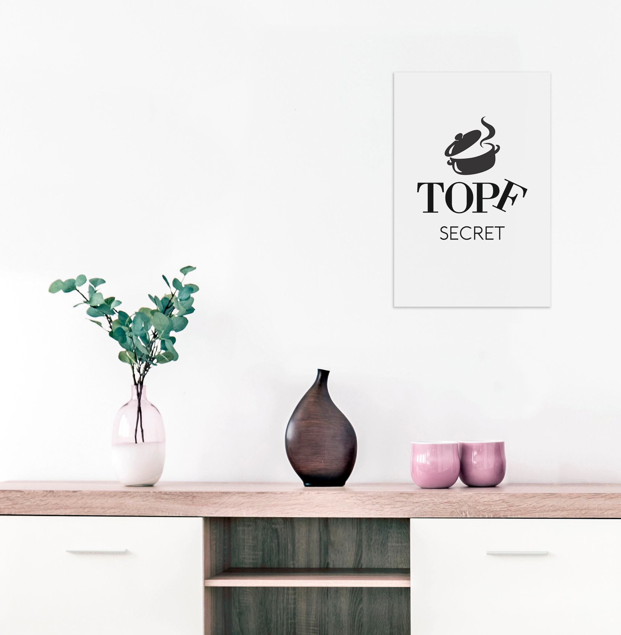 queence Wanddekoobjekt »TOPF SECRET« Stahlschild, Blechschild, Spruch, Witzig, Wanddeko, retro, 20x30cm